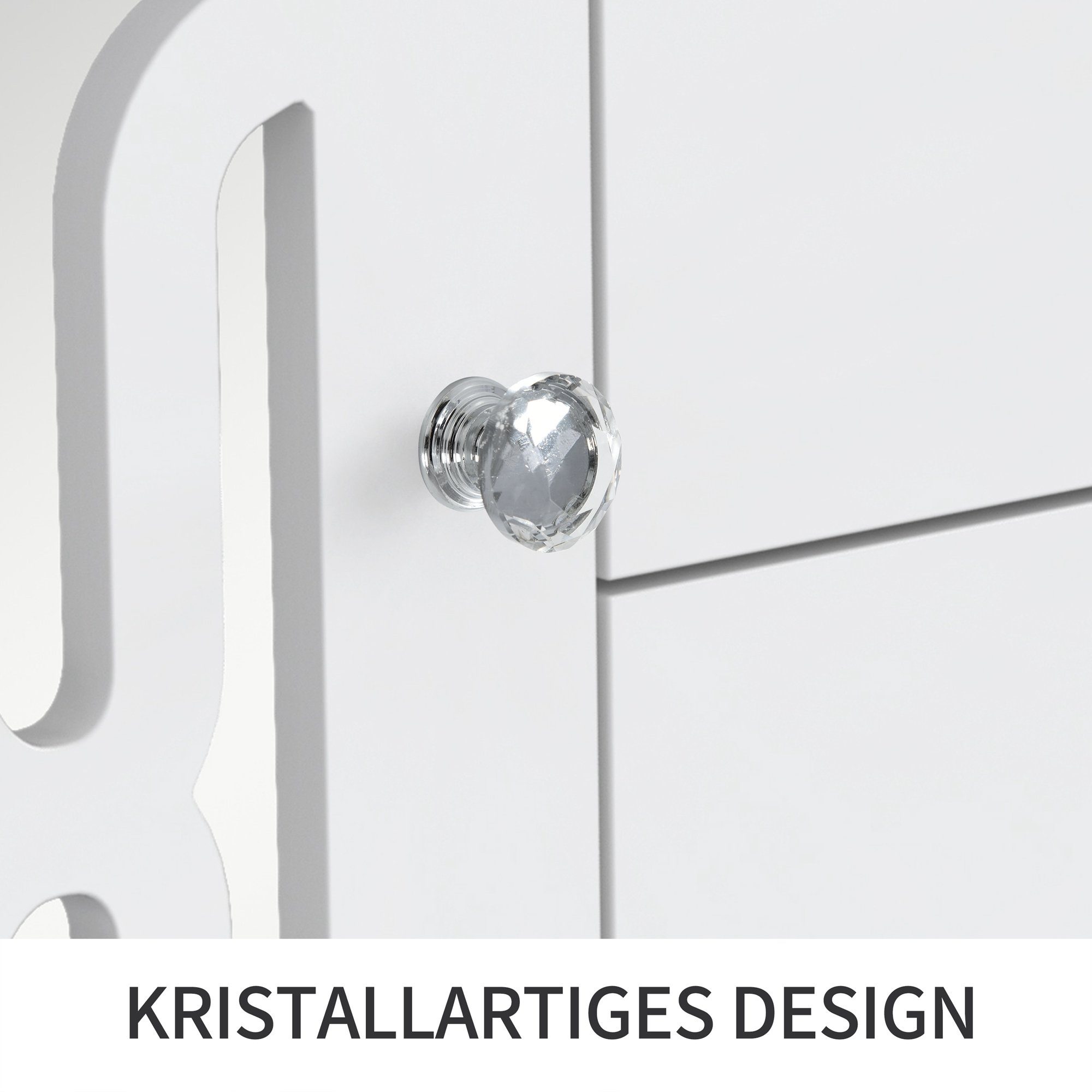 Merax Sideboard mit Spiegelelementen und geometrischem Trellis-Muster, Kommode mit vier Schubladen und Spiegelfront,Anrichte,Breite:148cm