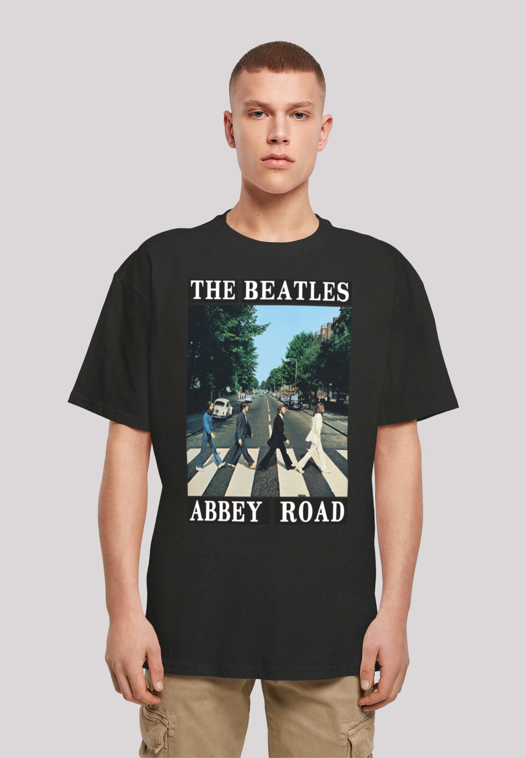 T-Shirt The Passform Print, und Schultern Beatles F4NT4STIC Band Road Abbey überschnittene Weite