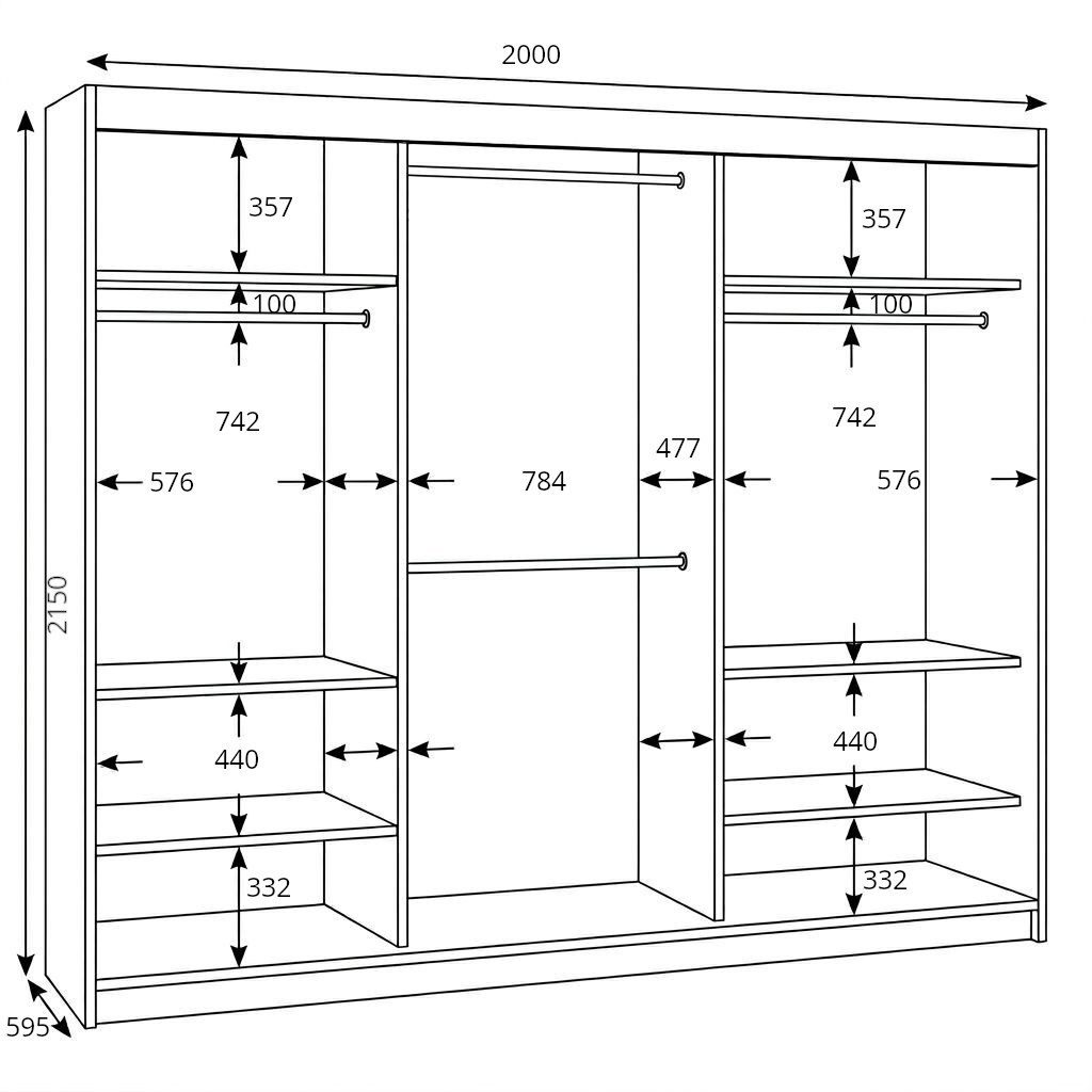 A&J MöbelLand GmbH Schiebetürenschrank BELANO – Moderner Kleiderschrank mit Schiebetüren (Die perfekte Kombination aus modernem Design, hoher Funktionalität und – Bild 4 von 5