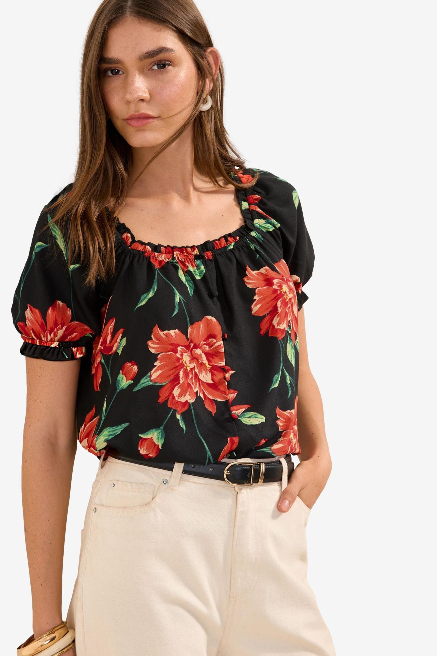Friends Like These Kurzarmbluse Friends Like These Kurzarm-Bluse mit Knopfleiste (1-tlg)