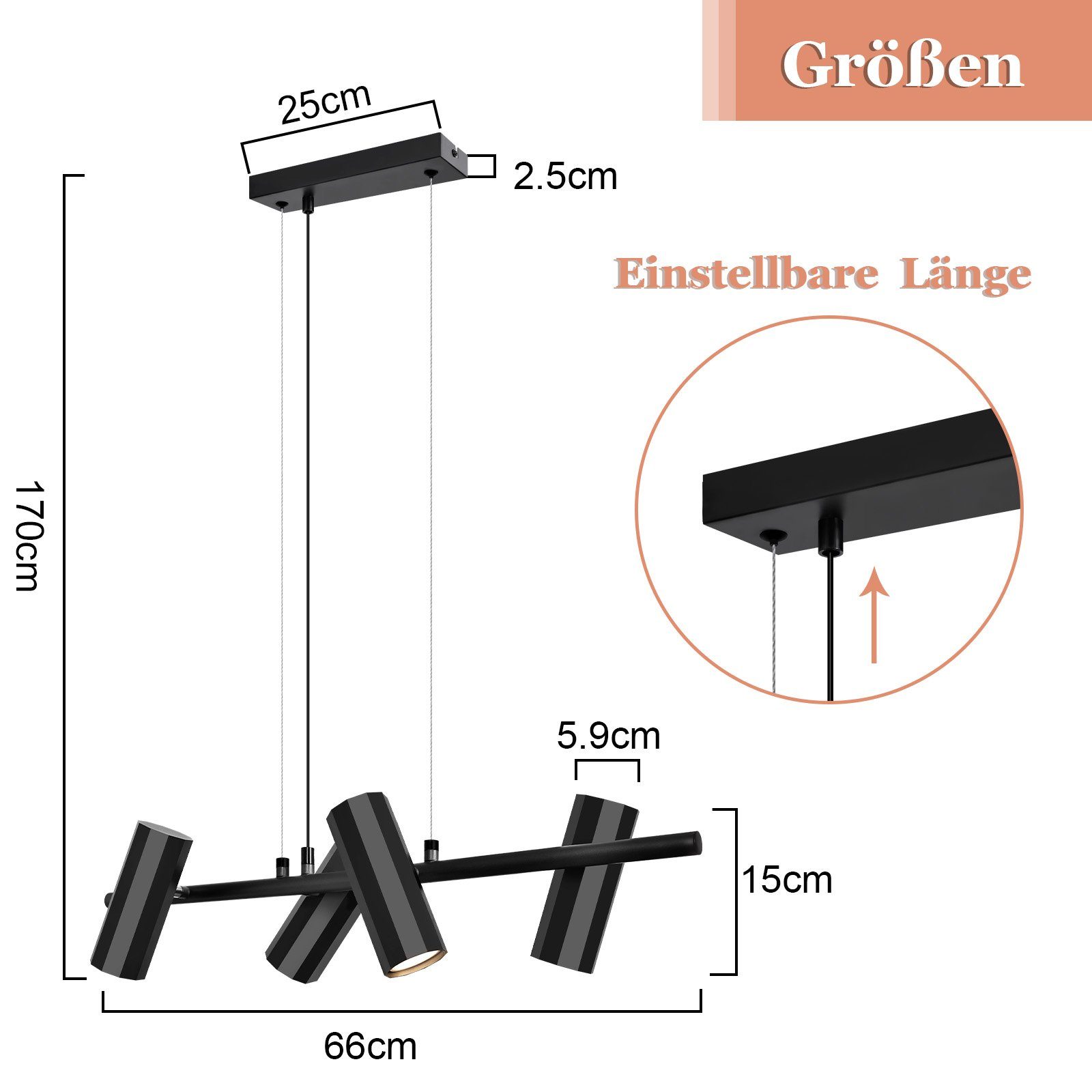 ZMH Pendelleuchte Hängelampe Esstisch Schwarz 4 günstig online kaufen