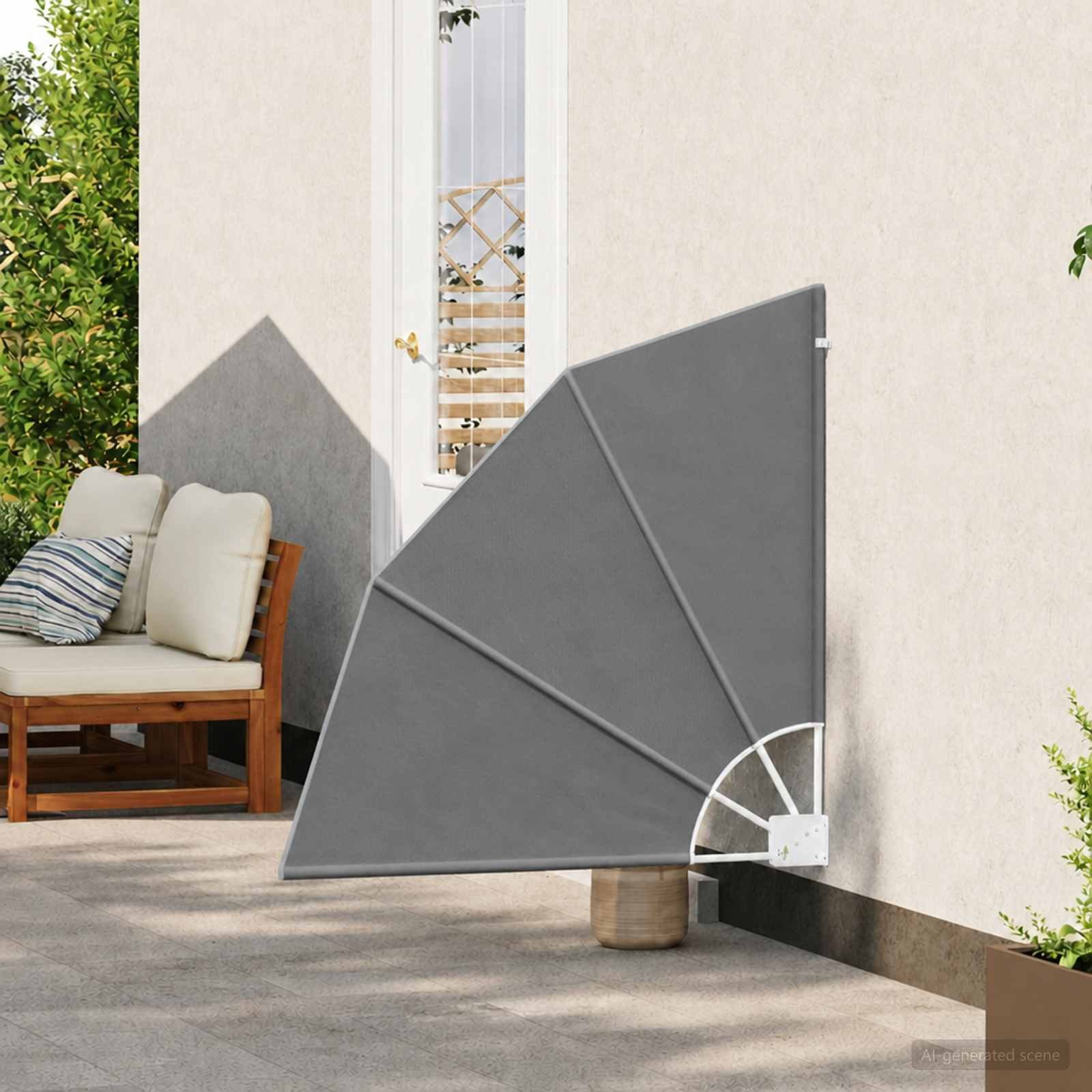 vidaXL Balkonsichtschutz Balkon Sichtschutz 160 x 160 cm Polyester Hellgrau (1-St)