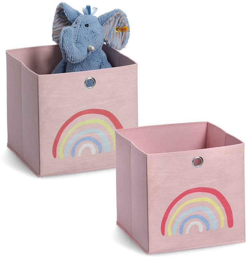 Zeller Present Organizer Rosy Rainbow (Set, 2 St), Aufbewahrungsbox, flach klappbar, Vlies