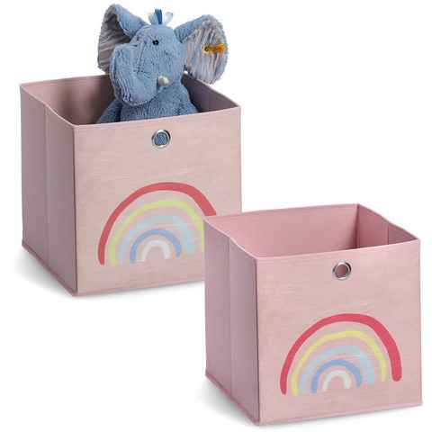 Zeller Present Organizer Rosy Rainbow (Set, 2 St), Aufbewahrungsbox, flach klappbar, Vlies