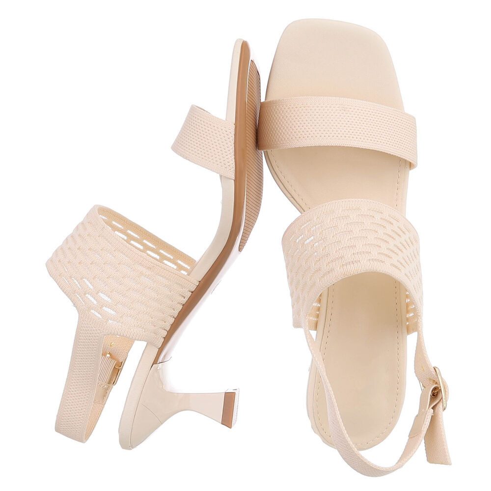 Ital-Design Damen Sandale mit Absatz und Fersenriemen Sandalette (91742700) Pfennig-/Stilettoabsatz Sandalen & Sandaletten in Beige