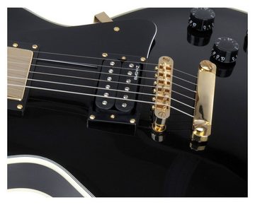 Rocktile E-Gitarre Pro L-200BK elektrische Gitarre, Single Cut, Spar-Set, inkl. Gigbag, Kabel, Plektren, Schule & Saiten, 2 Humbucker - einmal mit EMG-HZ - 22 Bünde, Palisander Griffbrett