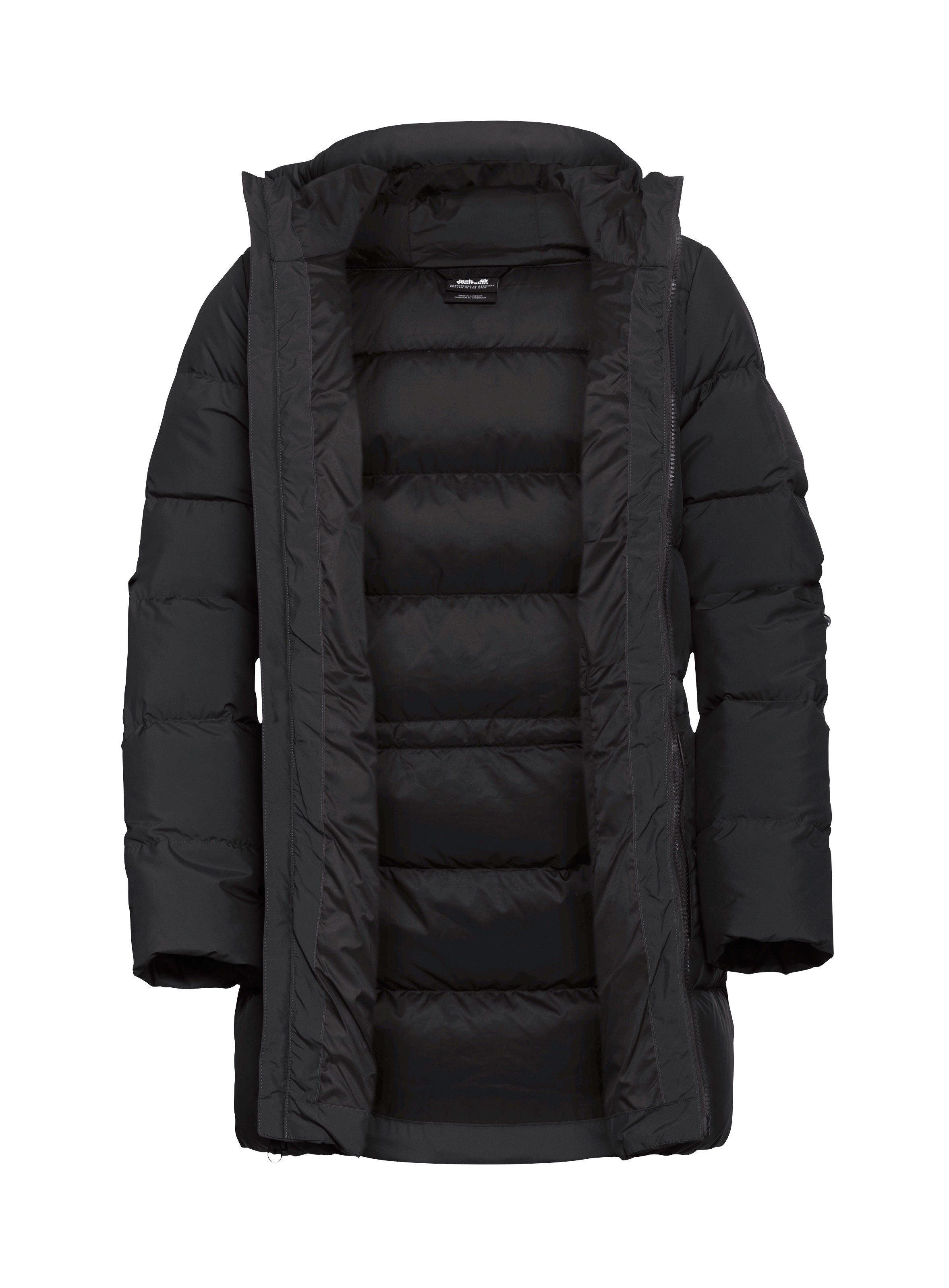 Jack Wolfskin Daunenmantel FROZEN PALACE LONG JKT W RDS mit Kapuze, wärmeisolierende Daunenfüllung, winddicht