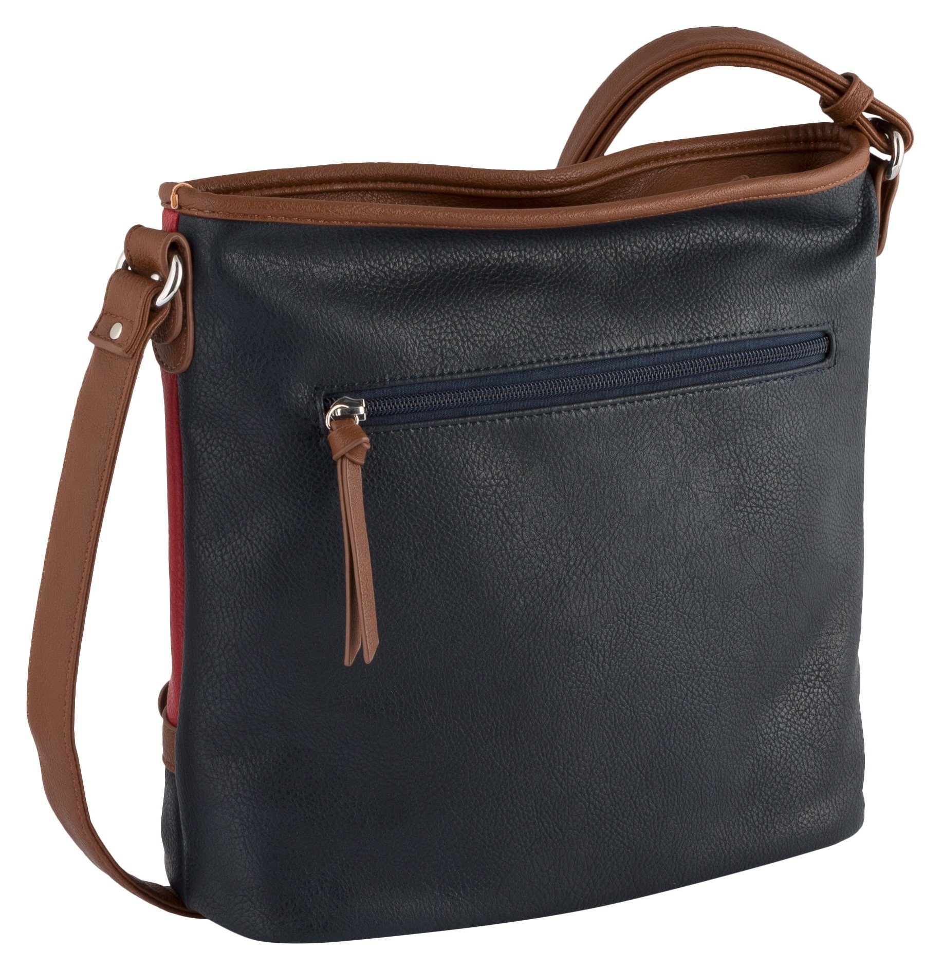 TOM TAILOR Hobo Juna, aus soft genarbtem ledrigen Material mit glänzenden Metall-Accessoires