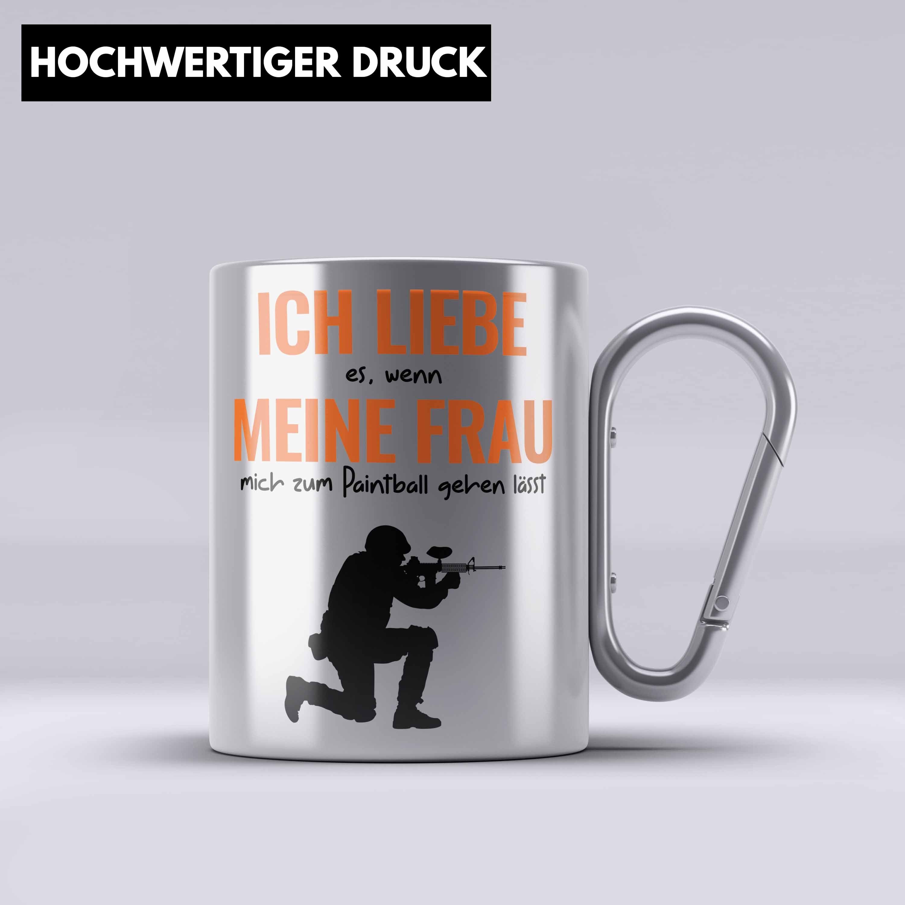 Paintball Geschenkide Trendation Edelstahl Silber Geschenk Männer Paintballspieler Thermotasse Tasse