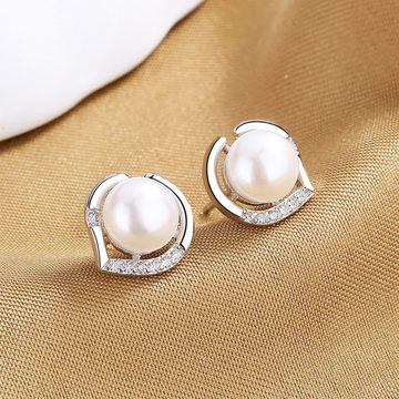Fivejoy Paar Ohrhänger Perlen Ohrringe Damen 925 Sterling Silber Ohrstecker (2-tlg), Tragen Sie es zu jedem Ihrer Lieblingsoutfits, Vielseitig und leicht