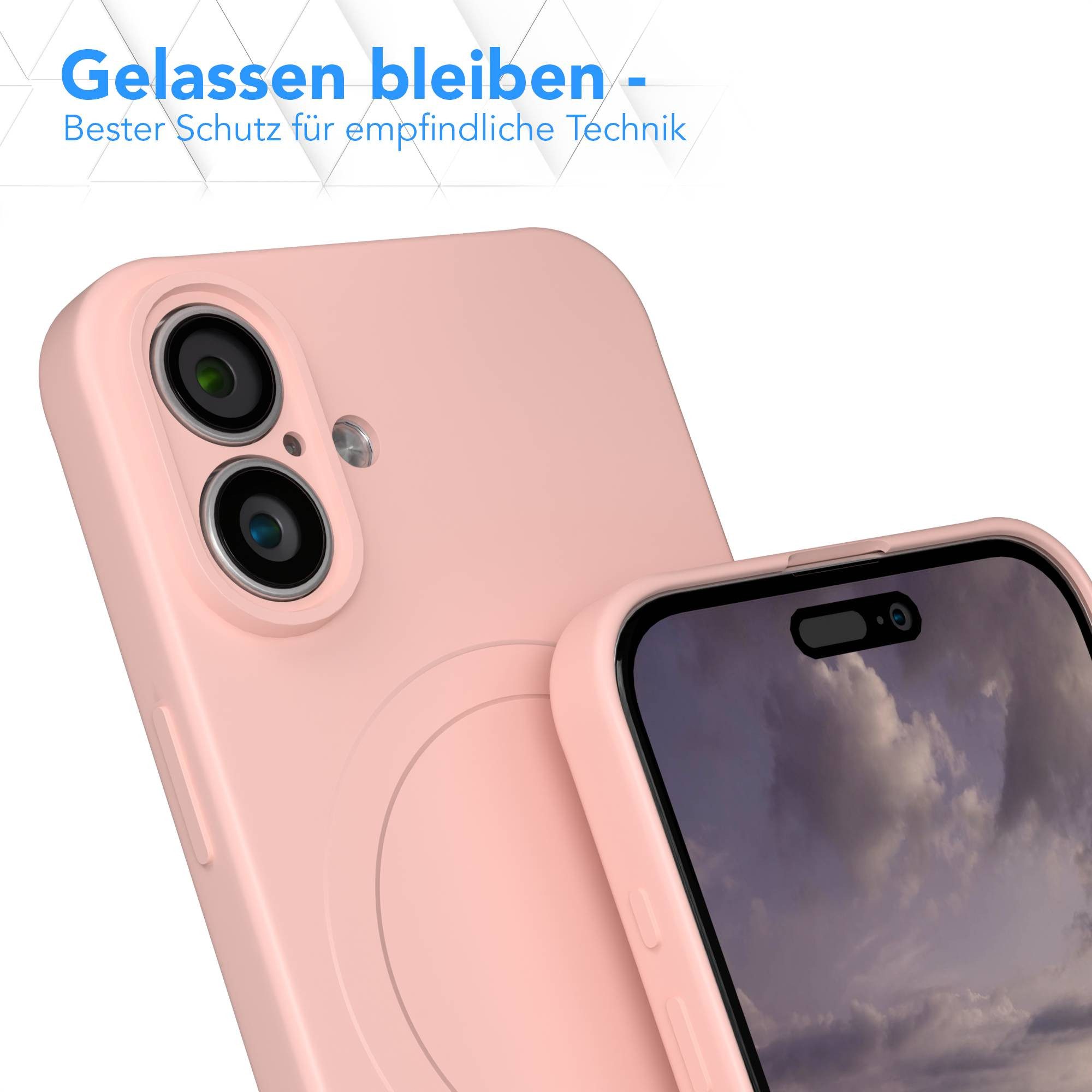 EAZY CASE Handyhülle für Apple iPhone 16 Plus Hülle Silikon 6,7 Zoll, MagSafe Schutzhülle Silikoncover mit Kameraschutz Rosa / Altrosa – Bild 4 von 5