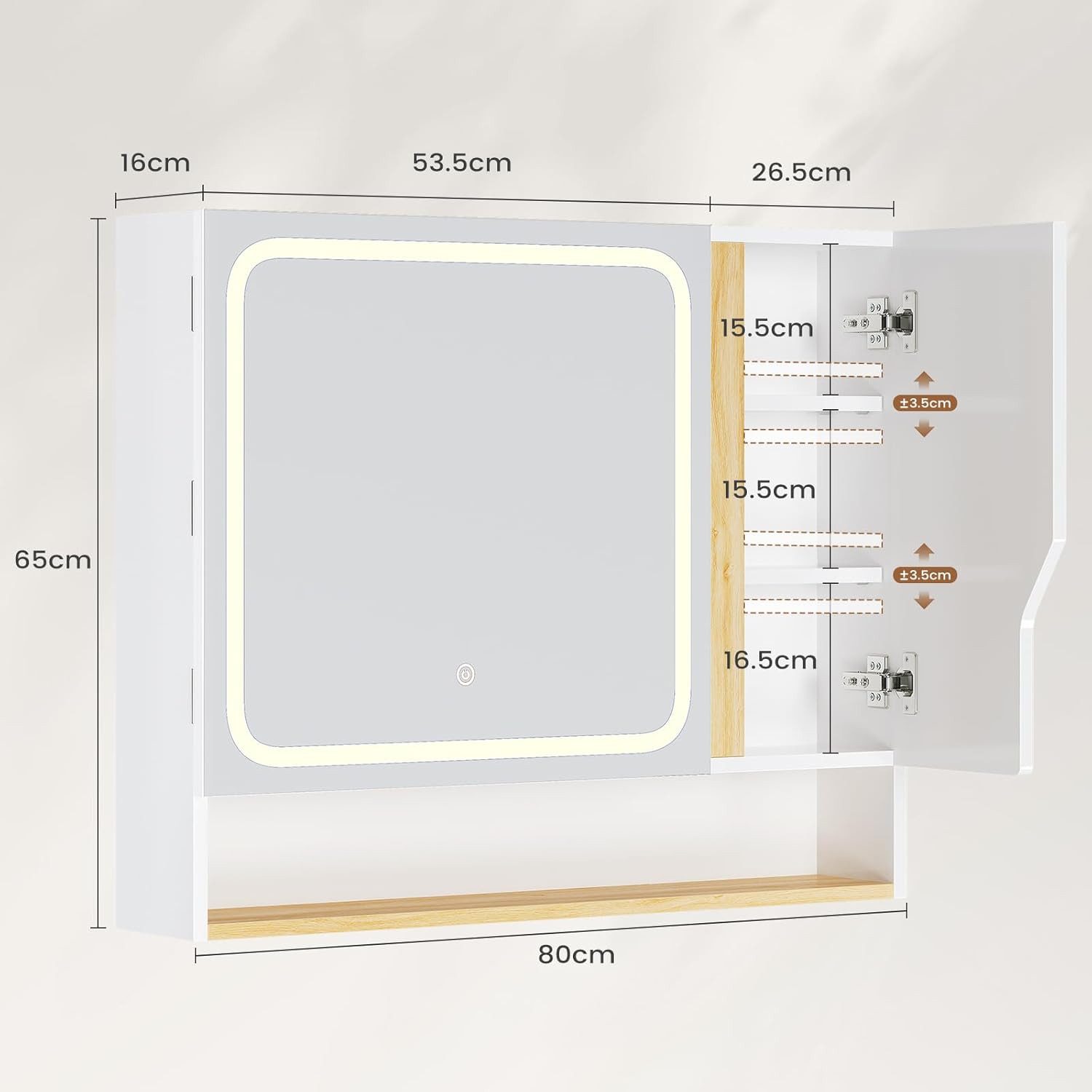 MSMASK Spiegelschrank Badezimmerspiegelschrank mit LED Beleuchtung, günstig online kaufen