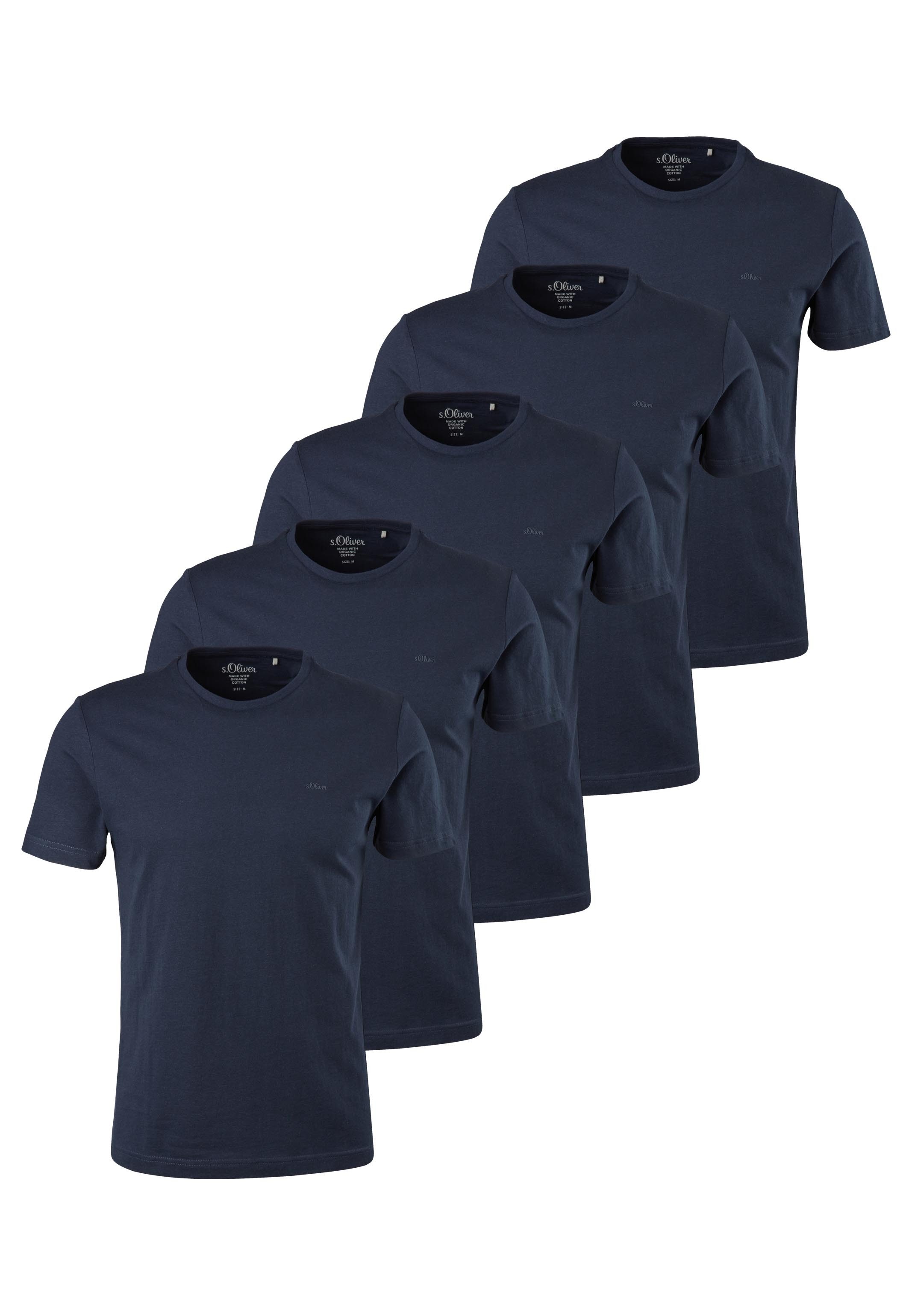 s.Oliver T-Shirt 5er Pack Basic (Spar-Set, 5-tlg) T-Shirt - Baumwolle - Atmungsaktiv - Weiche Jersey Qualität