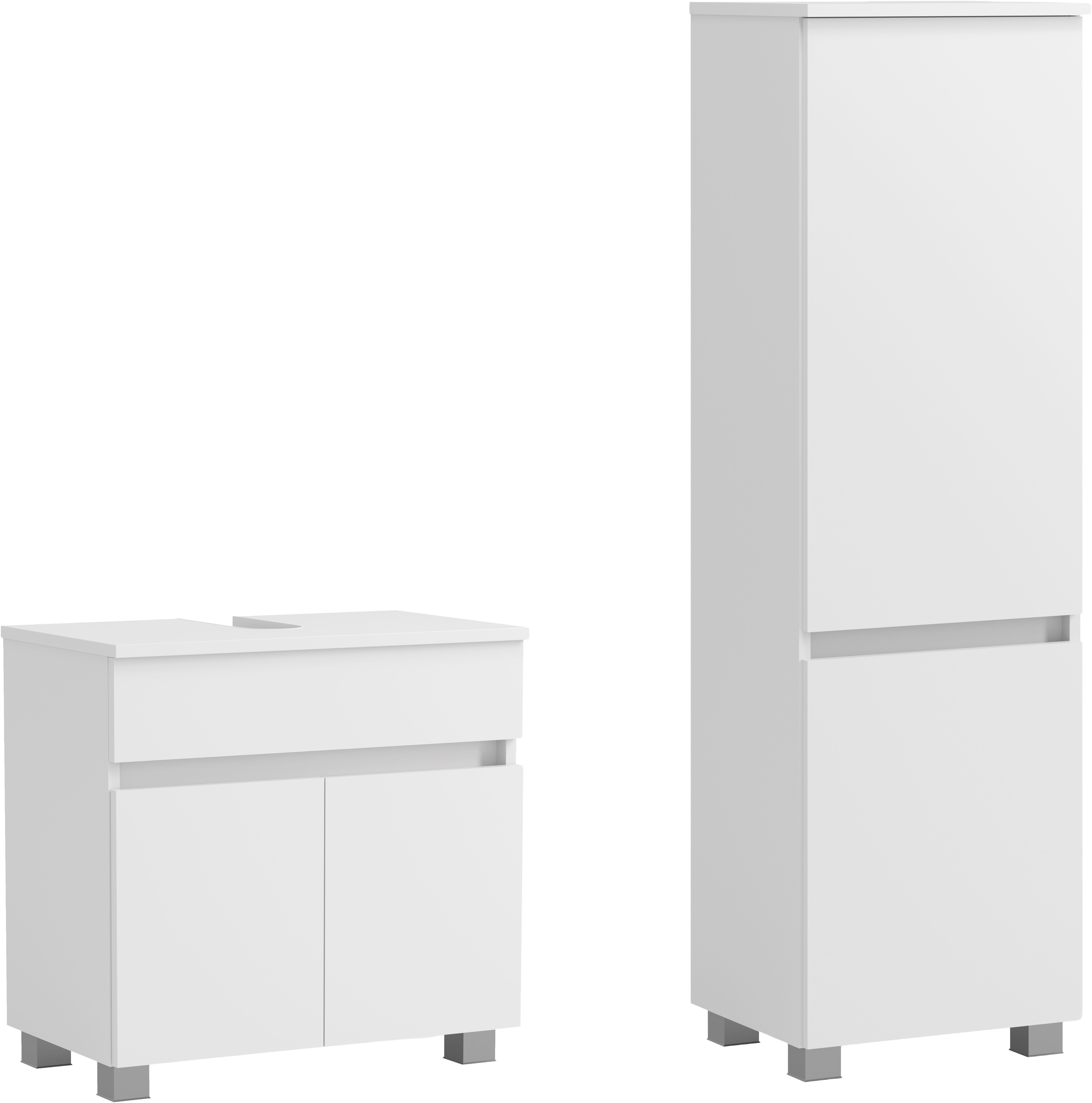 OTTO home Badmöbel-Set BOZEN, 2-tlg. Unterbecken-Set - Midischrank, (Badezimmerschrank, Badschrank, Stauraum, Badmöbel, Schrank), Umfangreicher Typenplan für viele Badlösungen, flexibel kombinierbar
