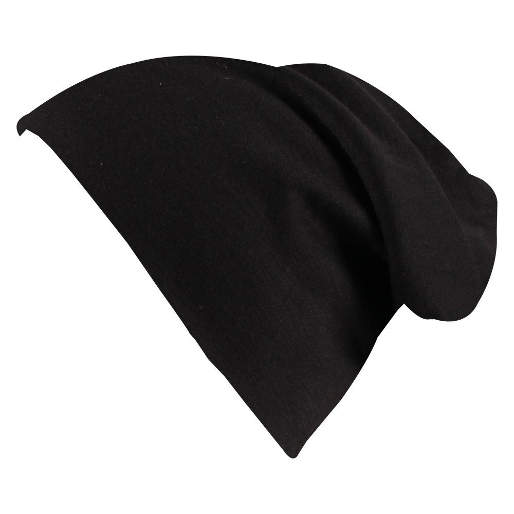 Goodman Design Jerseymütze Long Slouch Beanie Mütze Doppellagig Soft Touch Black