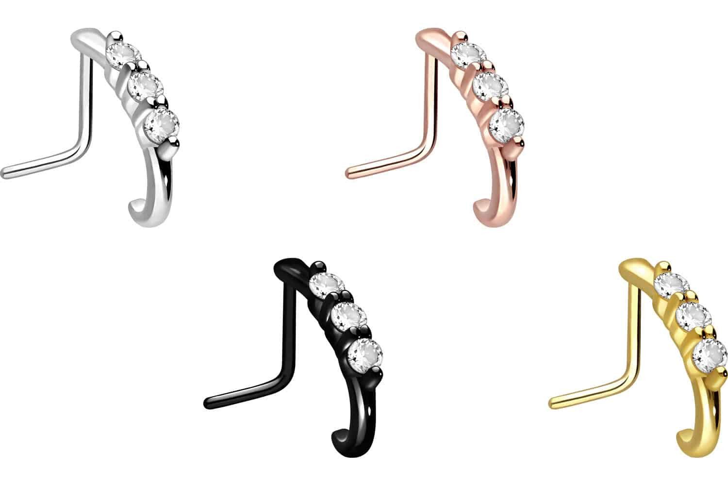 PIERCINGLINE Nasenpiercing Chirurgenstahl Nasenstecker 3 GROSSE KRISTALLE ( günstig online kaufen