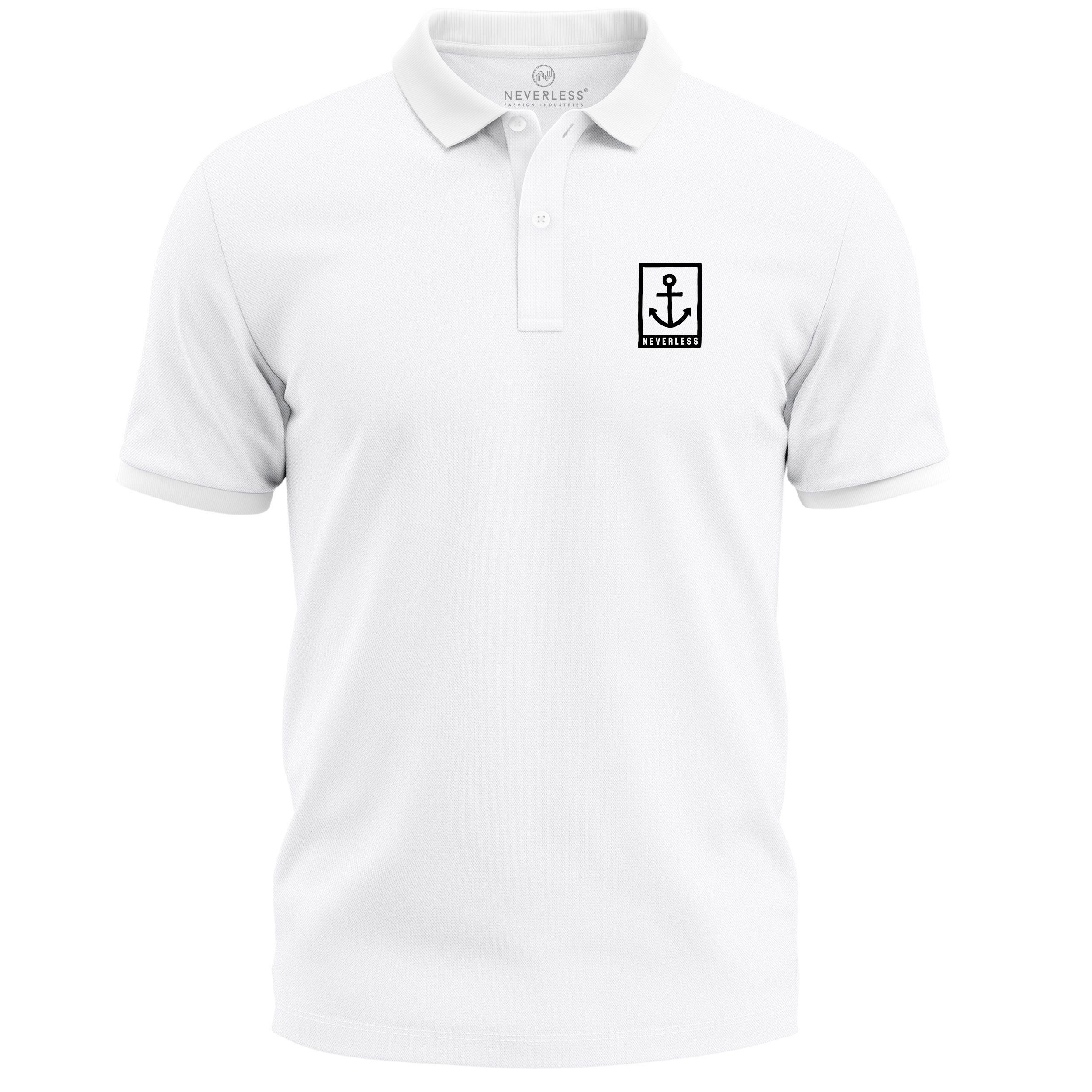 Neverless Poloshirt Neverless® Poloshirt Herren mit Anker-Aufdruck – Kurzar günstig online kaufen