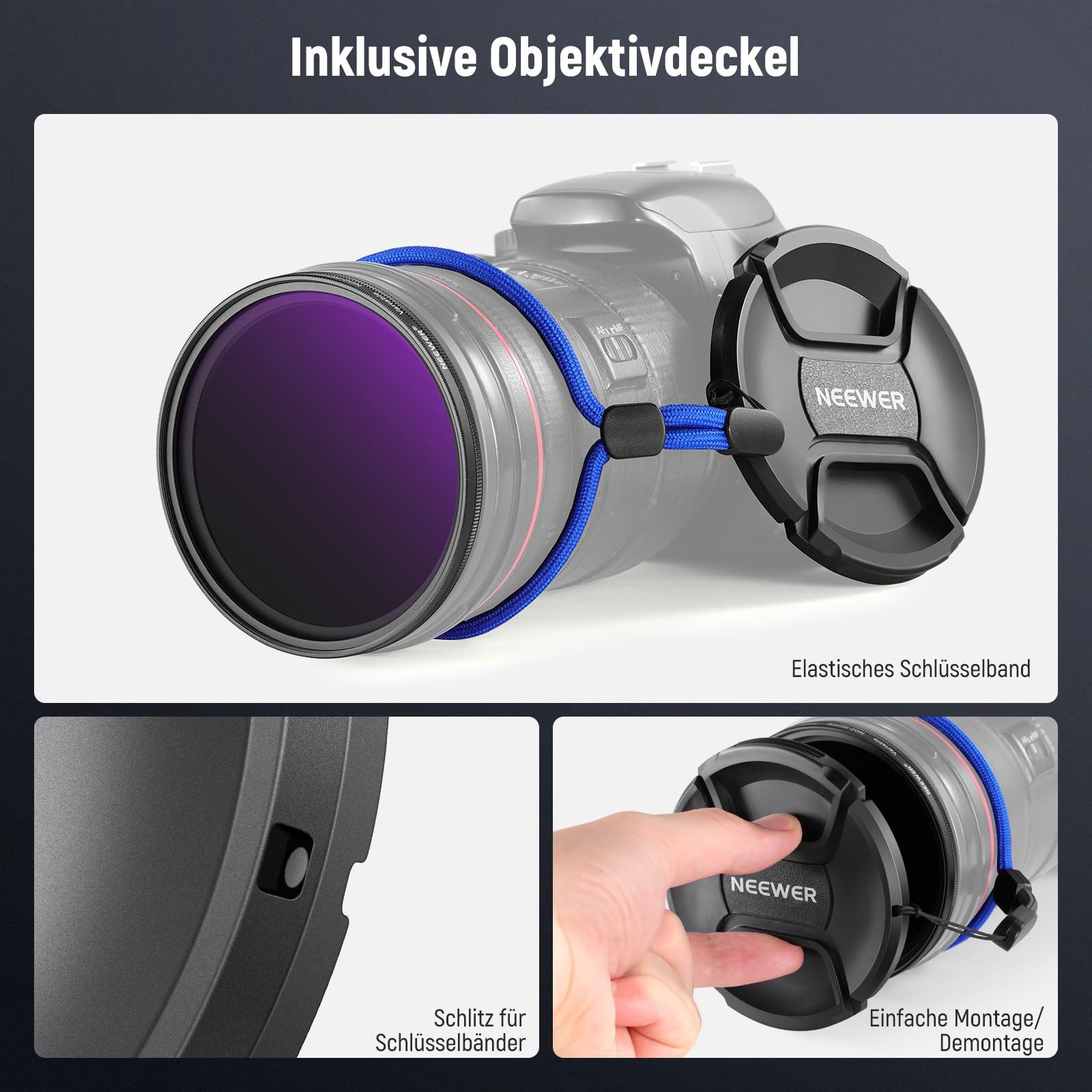 Neewer NW SERIES A 67mm ND2-400 (1-9 Stufen) Variabler ND Filter Graufilter (mit Objektivdeckel Trageband, mehrschichtiges optisches Glas) – Bild 5 von 5