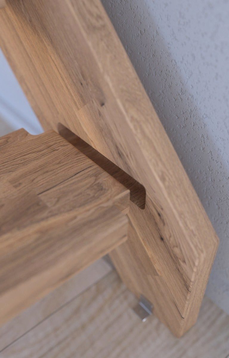 Starwood Raumspartreppe Holztreppe Mykonos Gerade-Eiche-Holz-Edelstahl Geländer