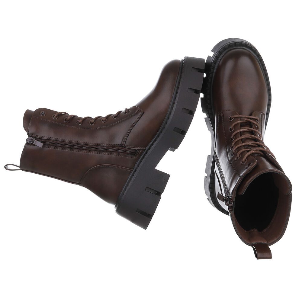 Ital-Design Modische Stiefel für Damen mit robuster Sohle und Details Schnü günstig online kaufen