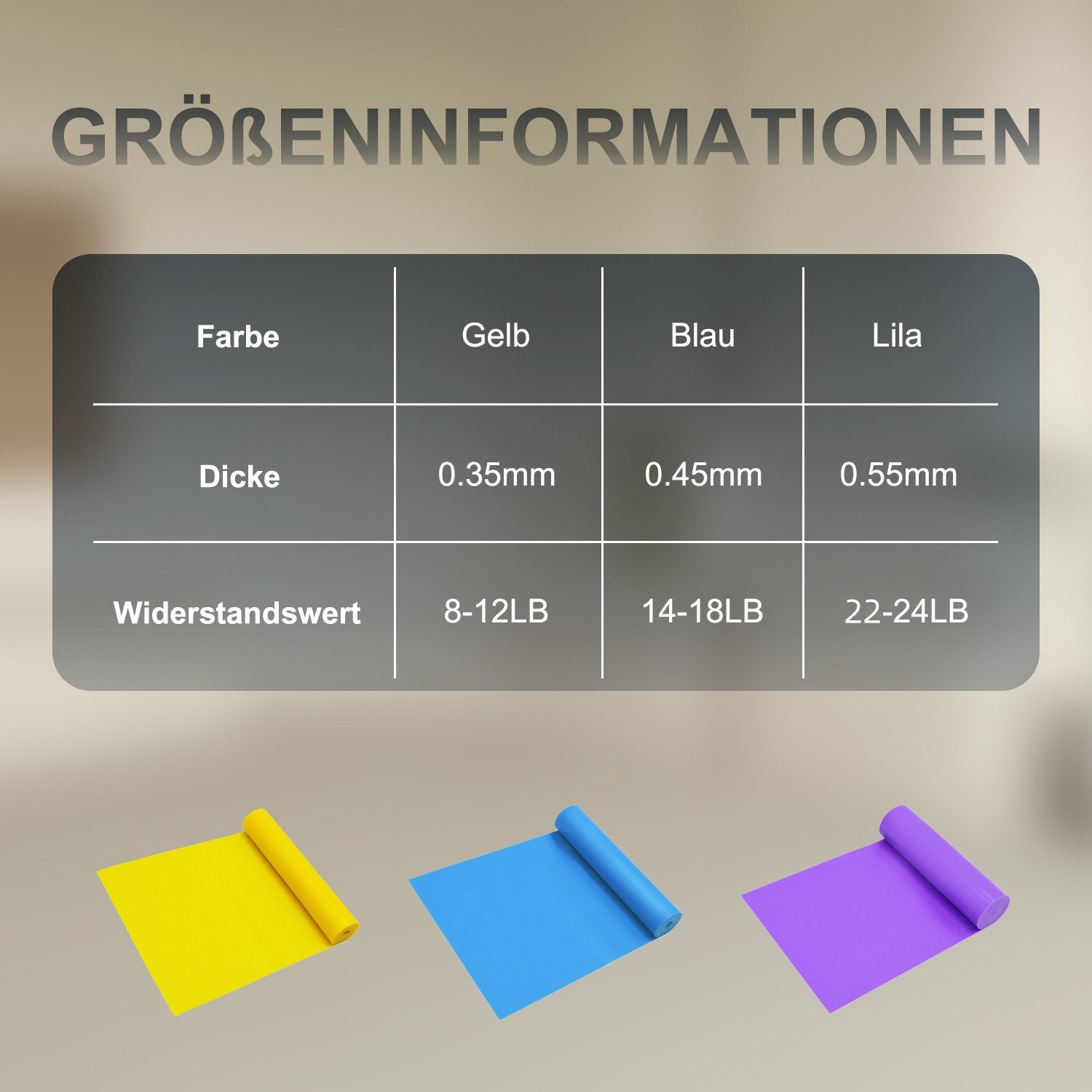 inschimmer Trainingsbänder Widerstandsbänder Fitnessbänder 3er-Set für Muskelaufbau Yoga Pilates