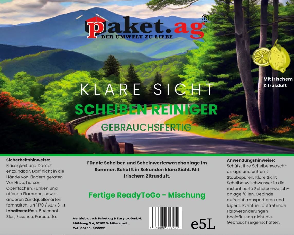 Paket.ag Scheibenfrostschutz Auto Scheibenreiniger 10L gebrauchsfertig bis -5°C – streifenfrei, 10 St.