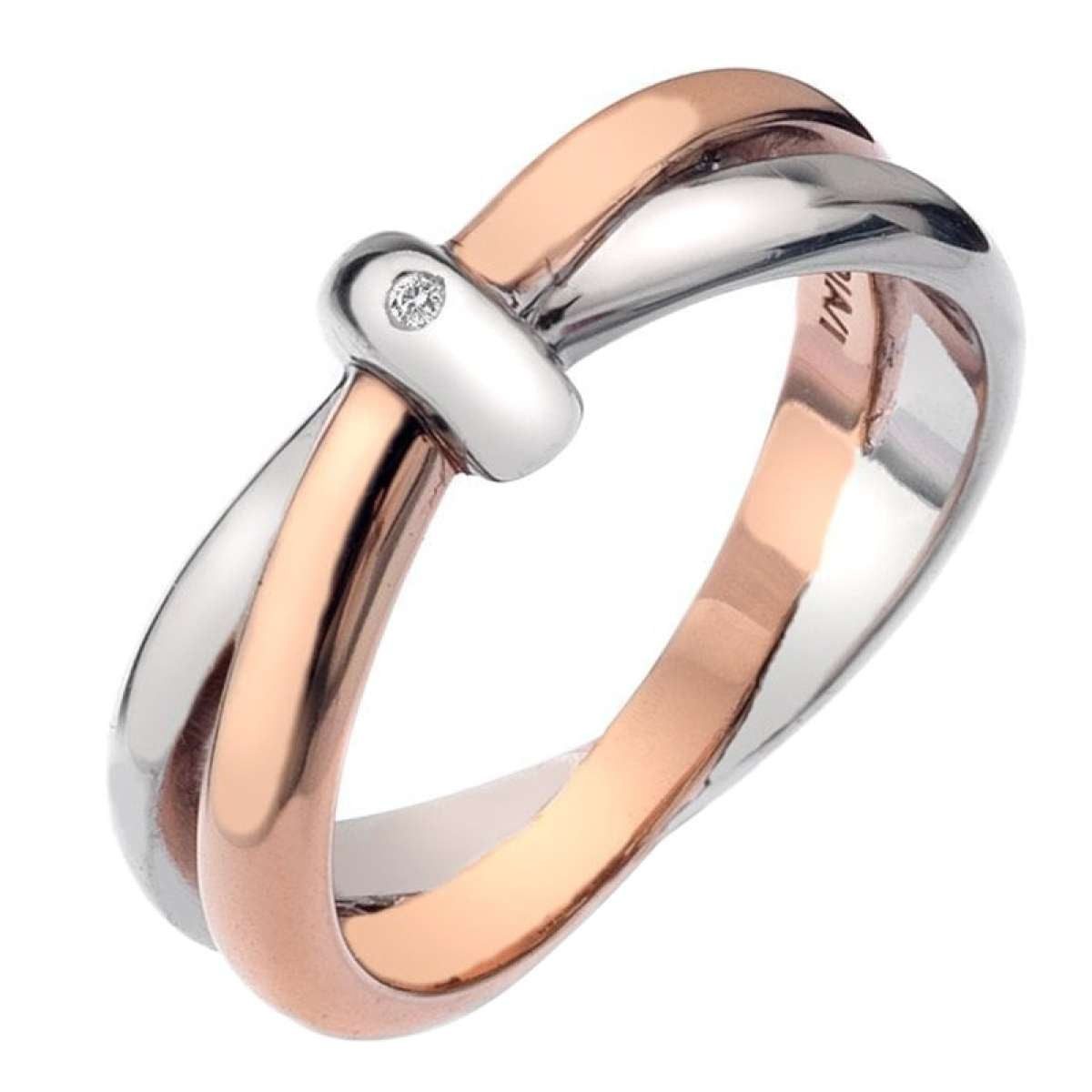 Hot Diamonds Silberring DR112, Damenring Silber Bicolor Eternity