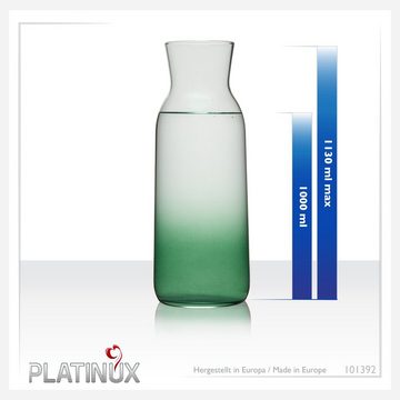 PLATINUX Karaffe Karaffe mit Grünem Ombré Effekt, (1 Karaffe), 1L (max. 1130ml) Wasserkaraffe Glaskanne Getränkekaraffe