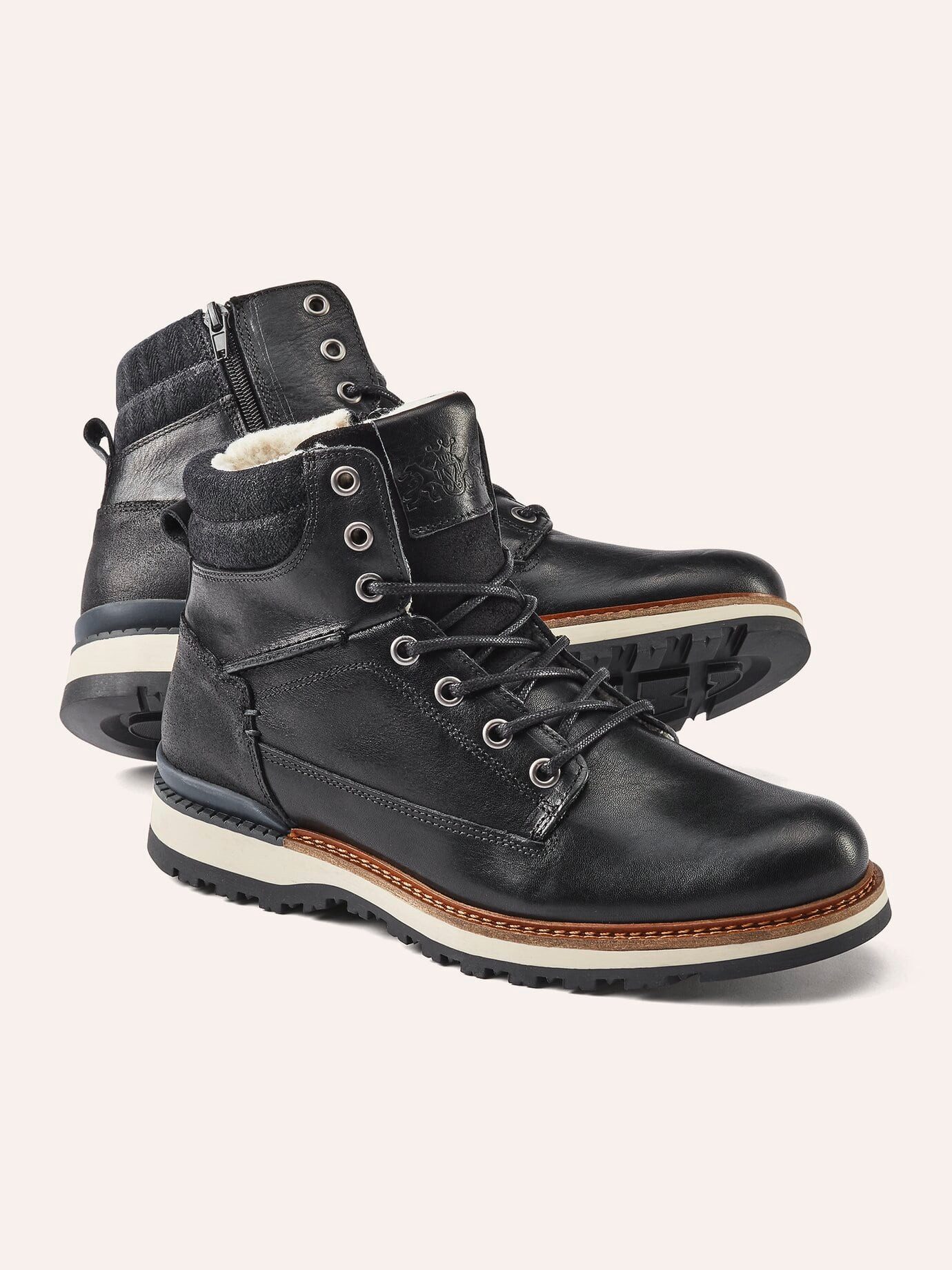 Walbusch Herren Thermo Stiefel Rindleder warm gefüttert Profilsohle Weite G Stiefel Seitlicher Reißverschluss, herausnehmbare Decksohle, rutschfest