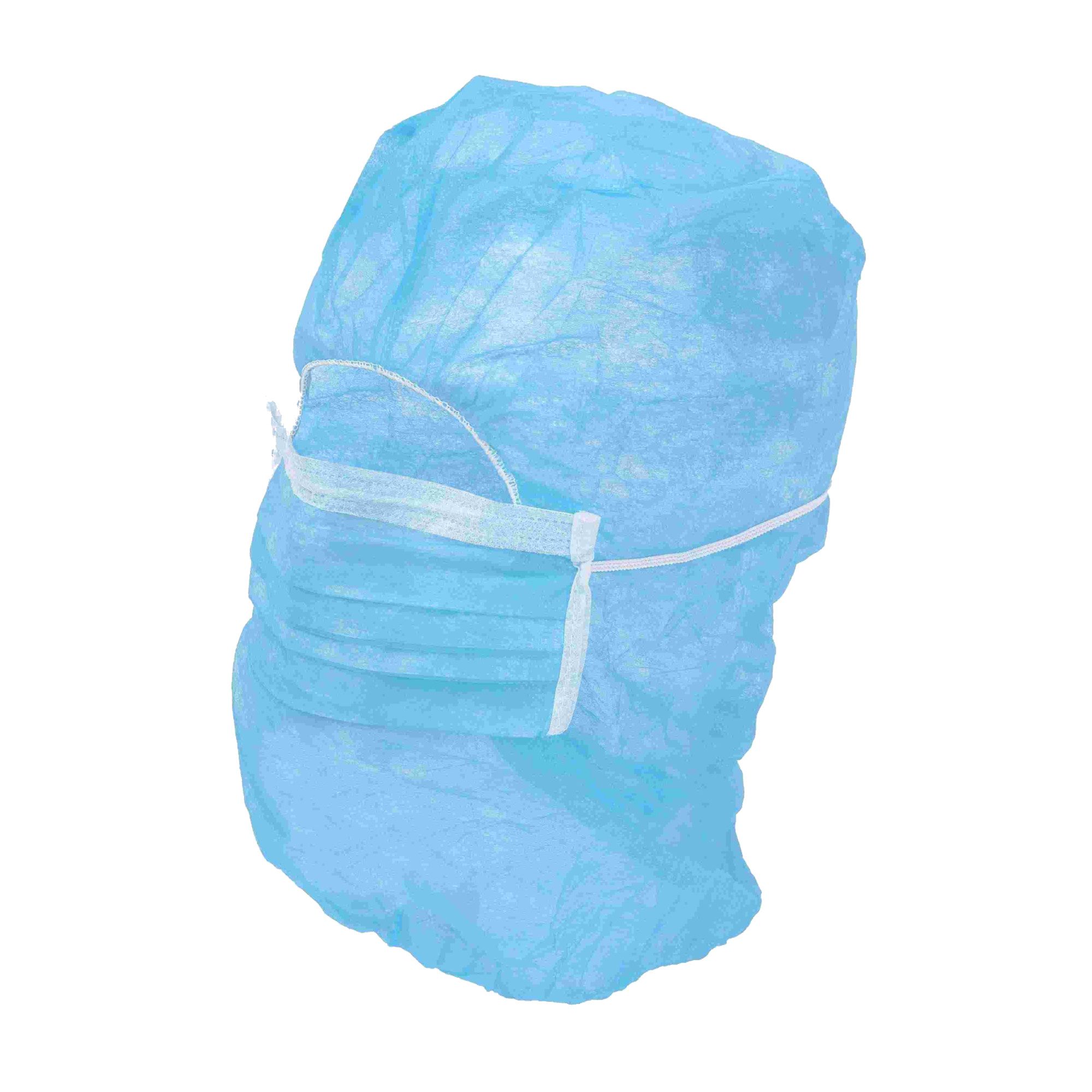 TronicXL Gesichtsmasken-Set 1000 Stück Astrohaube Haarnetz mit Mundschutz Vlieshaube Einweg OP, 1000-tlg., lebensmittelecht, Arbeitsschutz Schutzkleidung Kopf Gesicht Haare