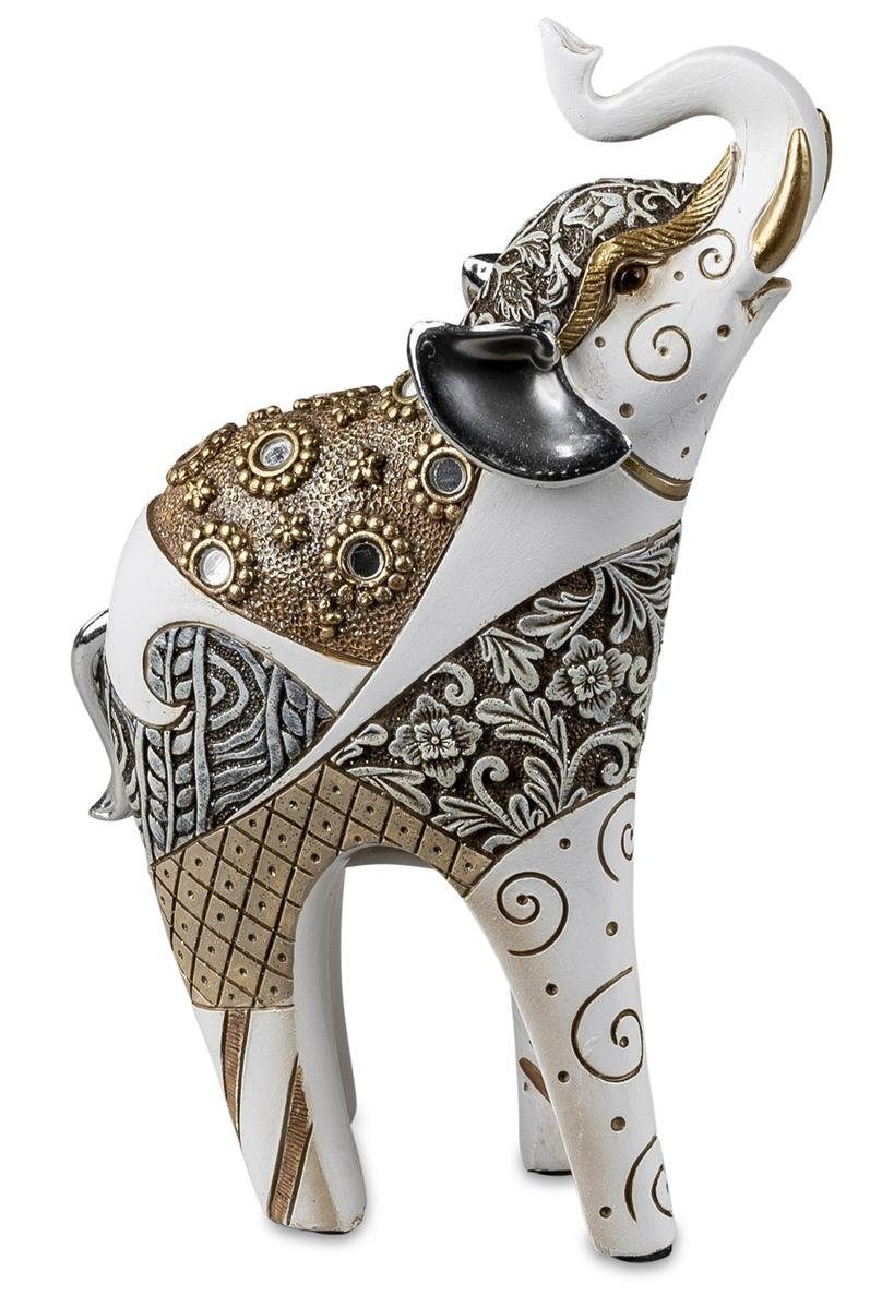 dekojohnson Dekofigur asiatische-Dekofigur Elefant weiß 14x21cm gold
