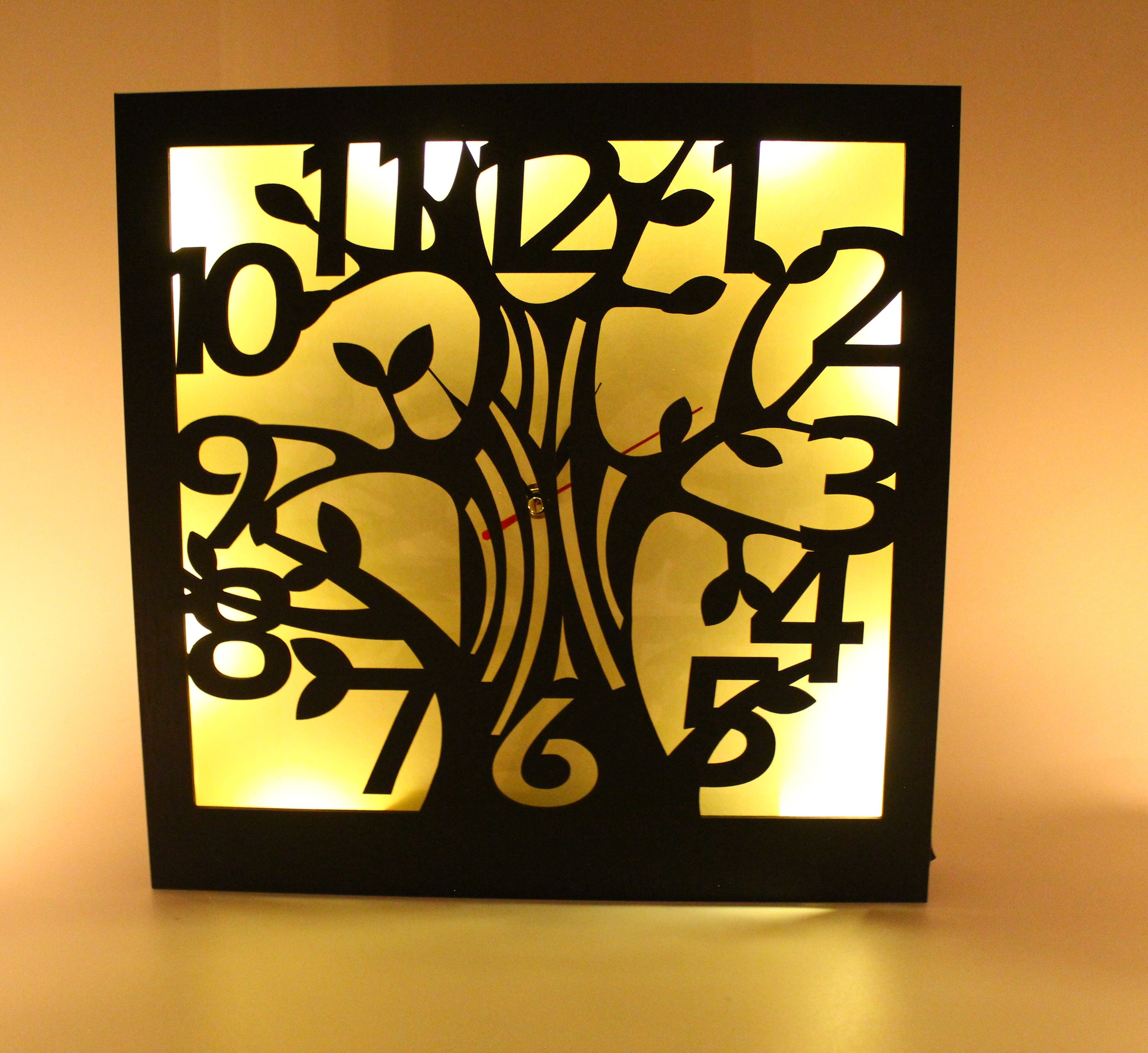 Luna24 simply great ideas... Wanduhr LED Wanduhr "Baum", Deko, Uhr mit Beleuchtung, Echtholz.