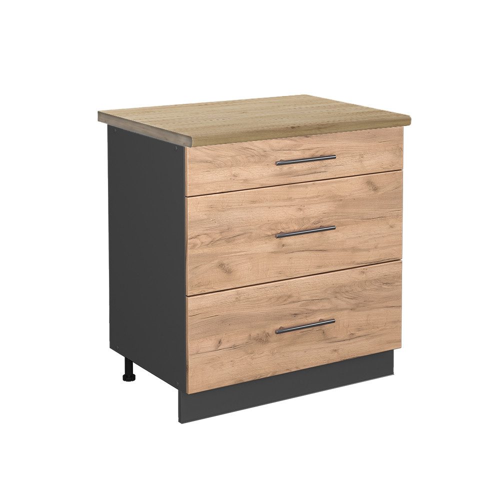 Vicco Unterschrank Fame-Line, Goldkraft Eiche/Anthrazit, 80 günstig online kaufen