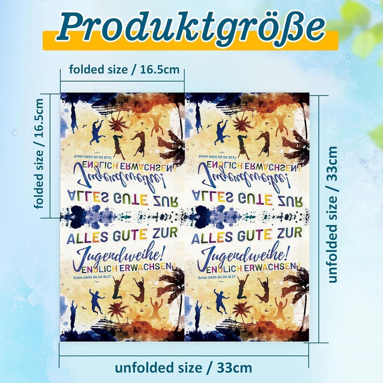 LuxusKollektion Papierserviette Servietten Jugendweihe Deko 3-lagig 33x33cm Alles Gute zur Jugendweihe
