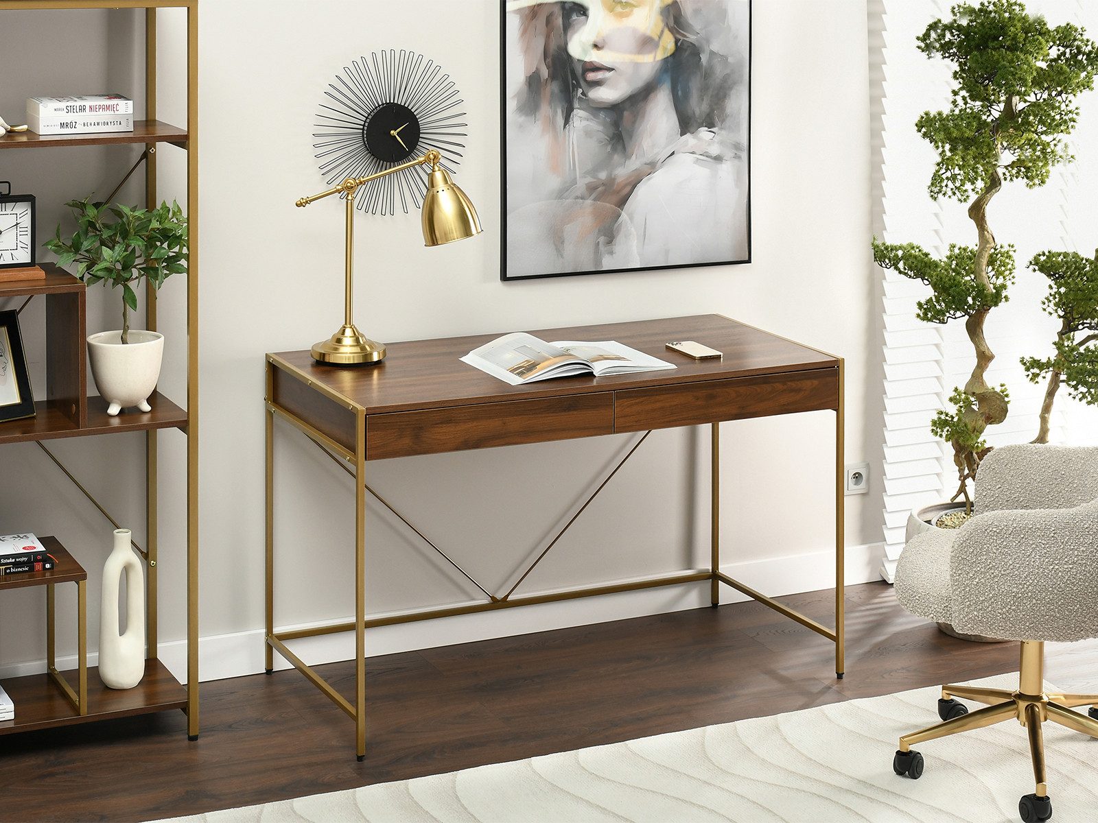 Compleo Schreibtisch mit 2 Schubladen, Breite: 123 cm, Modern design günstig online kaufen