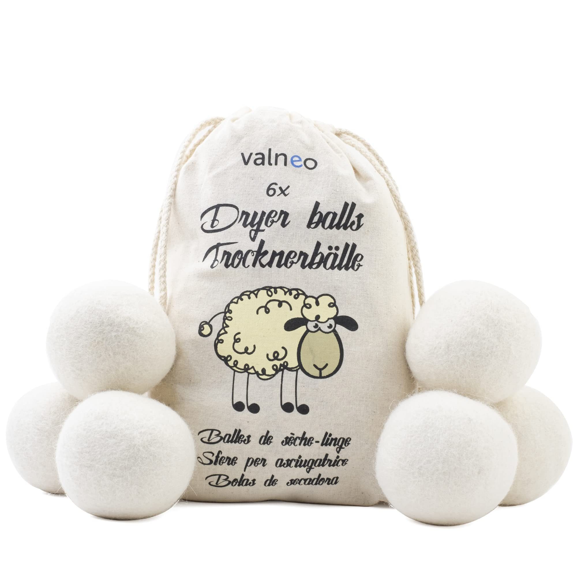 VALNEO Taschenkalender Schafwolle Trocknerbälle - öko Waschball - Weichspüler