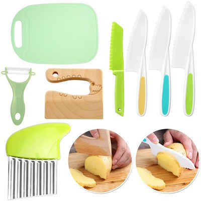 CALIYO Kinderkochmesser Kindermesser 8-teiliges Kinder-Küchenmesser-Set, zum Schneiden und Kochen von Obst oder Gemüse für Kleinkinder
