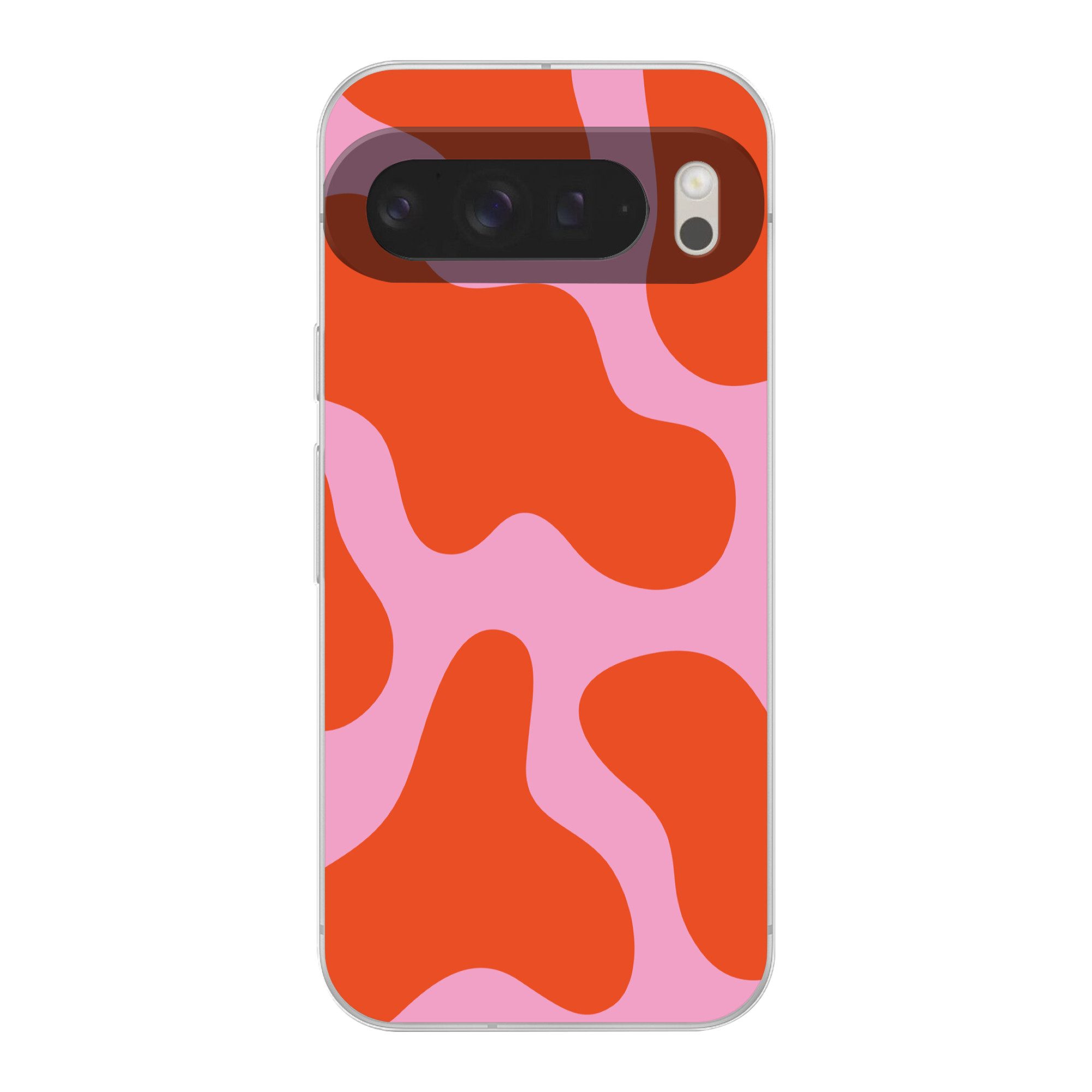 MuchoWow Handyhülle für Google Pixel 9 Pro XL Flecken - Rot - Rosa - Muster - Minimalistis, Handy Case, Silikon, Bumper Case Dünn