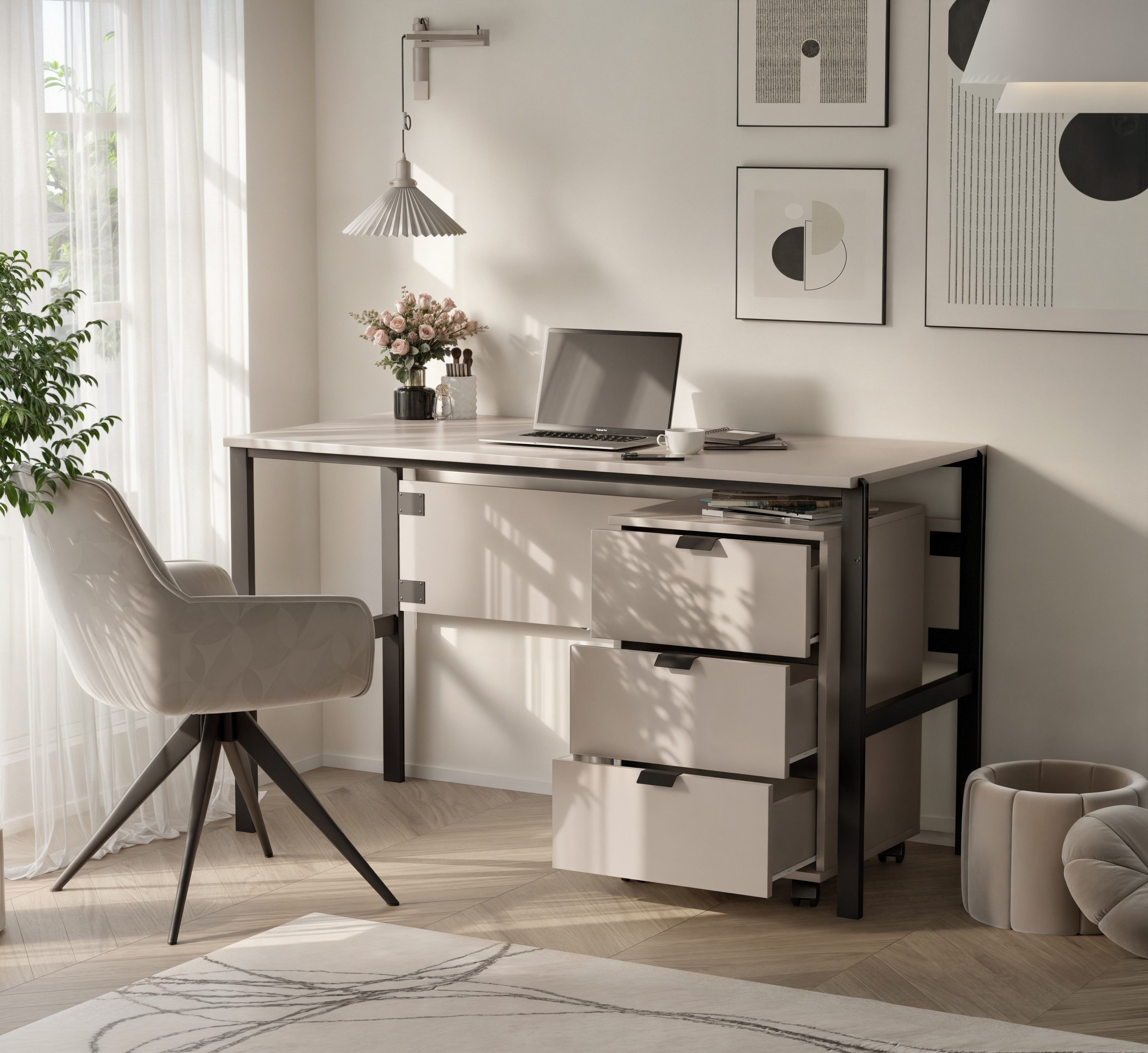 Masseno Schreibtisch MINO 128 x 75,5 cm Beige