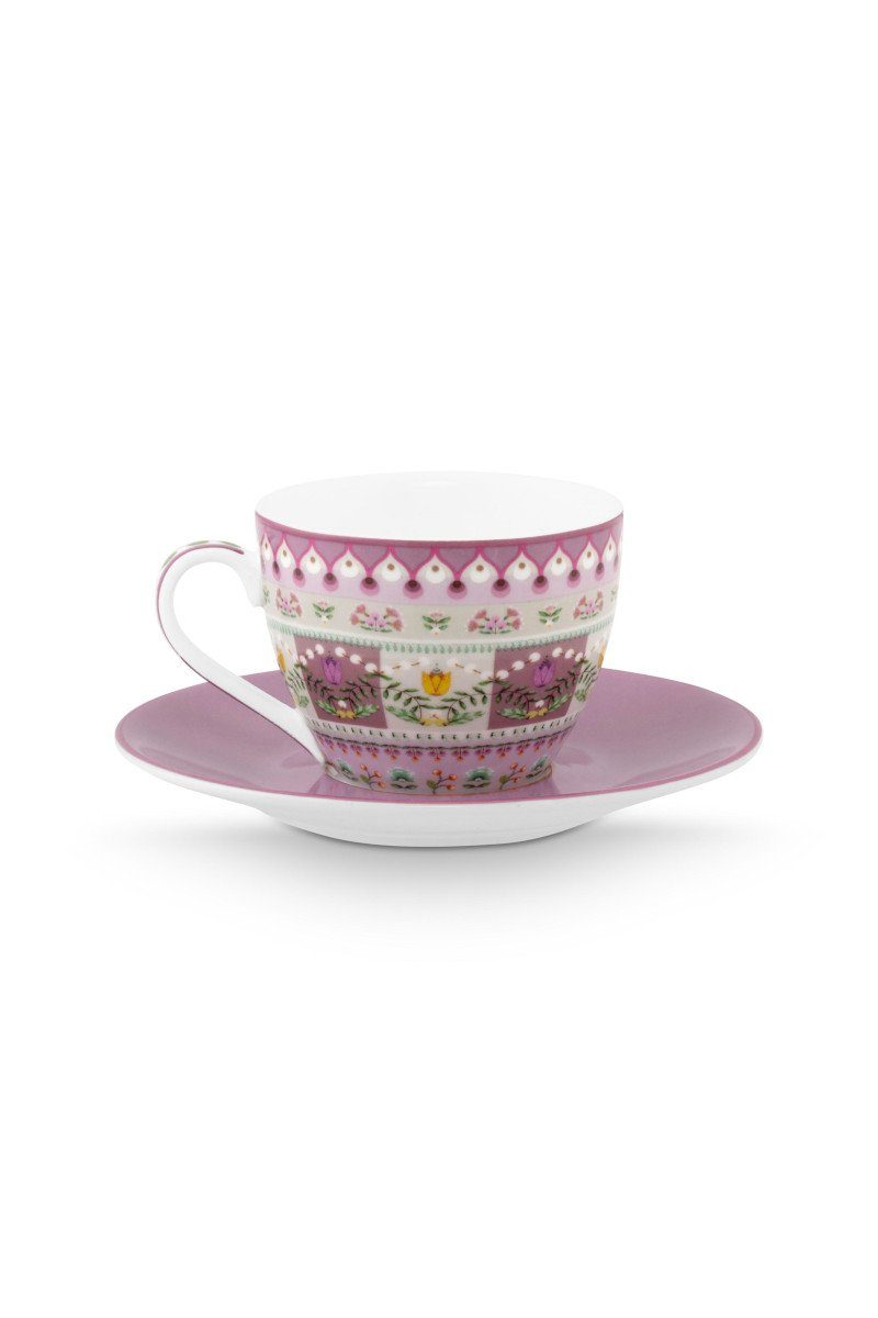 PiP Studio Espressotasse Lily&Lotus Espressotassse m.U. lila 120ml, Porzellan, Espresso Cup and Saucer Lily&Lotus Moon Delight Multi 120ml