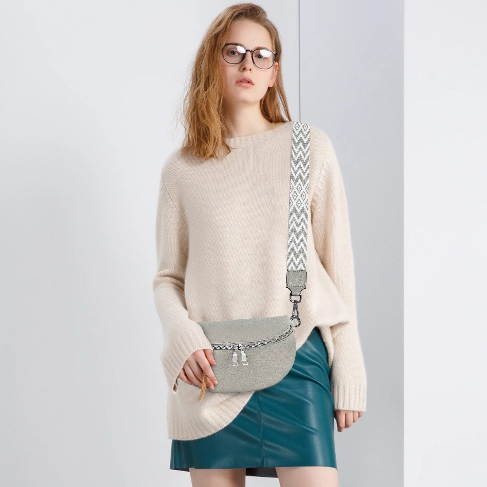 TAN.TOMI Schultertasche Damen Bauchtasche Gürteltasche Umhängetasche Crossbody-Bag Hüfttasche, als Schultertasche tragbar mit Verstellbare Schultergurte