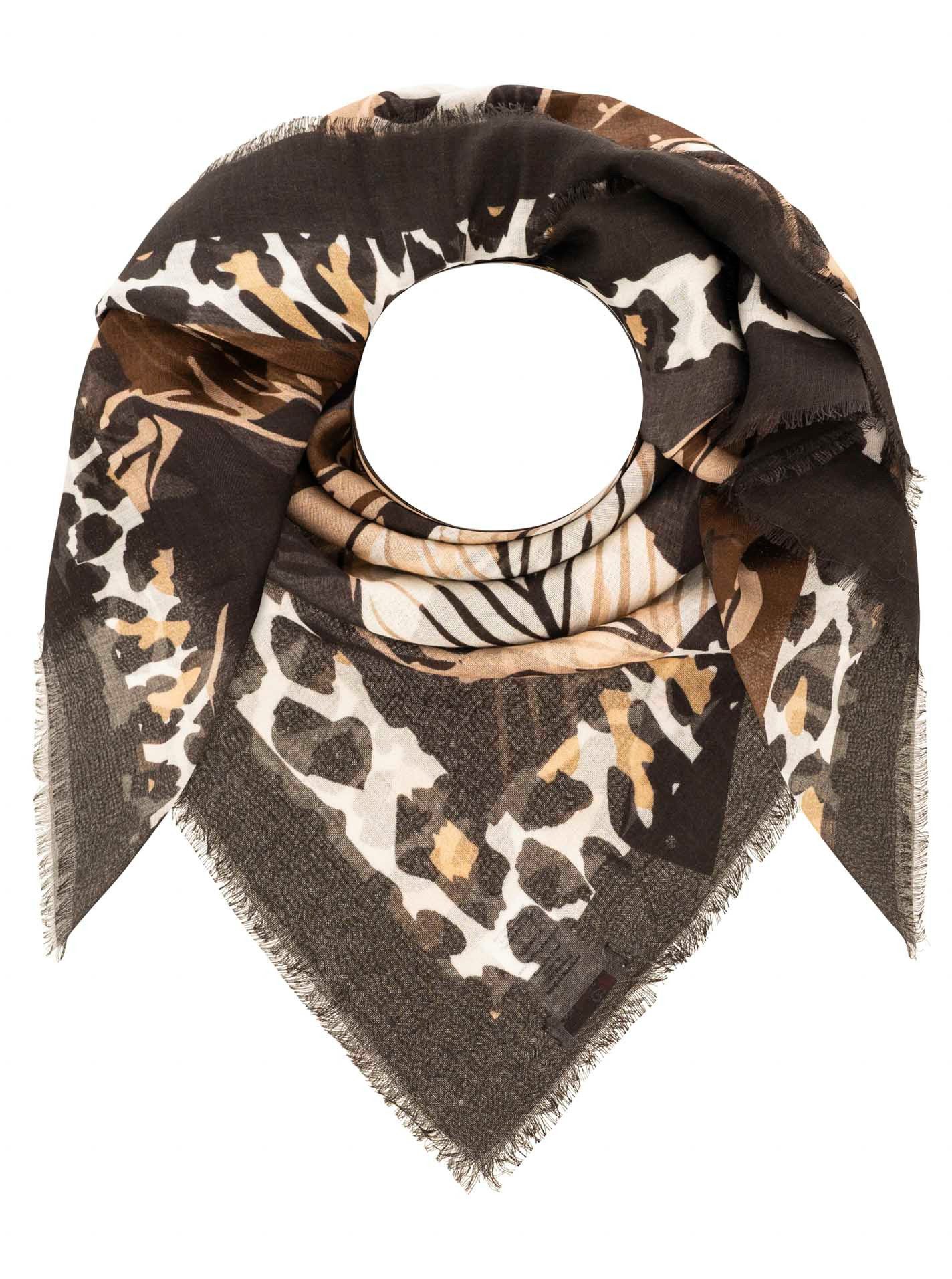 Zwillingsherz Modetuch "Leopard", Leopard-Motiv, Fransenabschlüsse rundum, leichtes Material