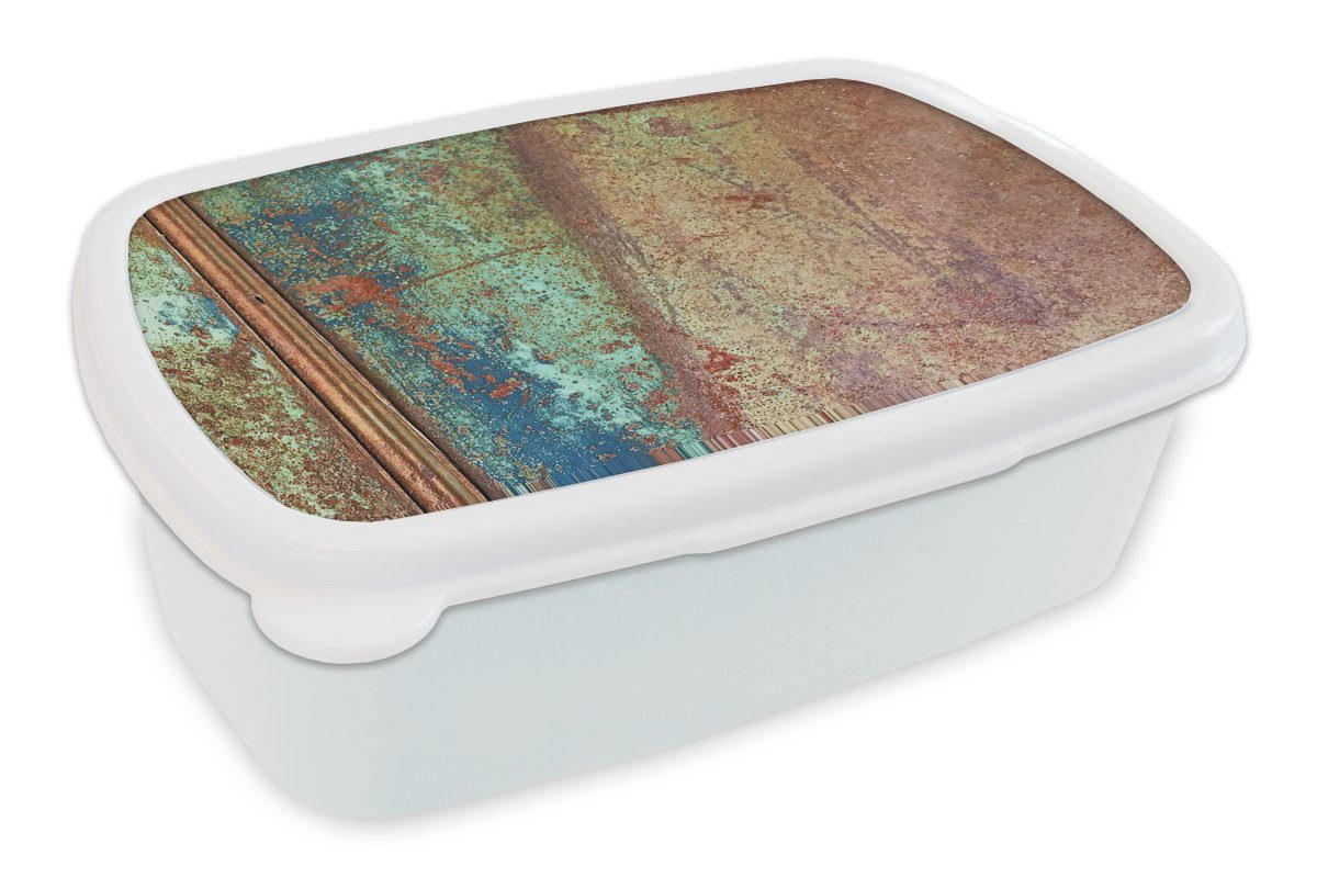 MuchoWow Lunchbox Rost - Abstrakt - Metall, Kunststoff, (2-tlg), Brotbox für Kinder und Erwachsene, Brotdose, für Jungs und Mädchen weiß