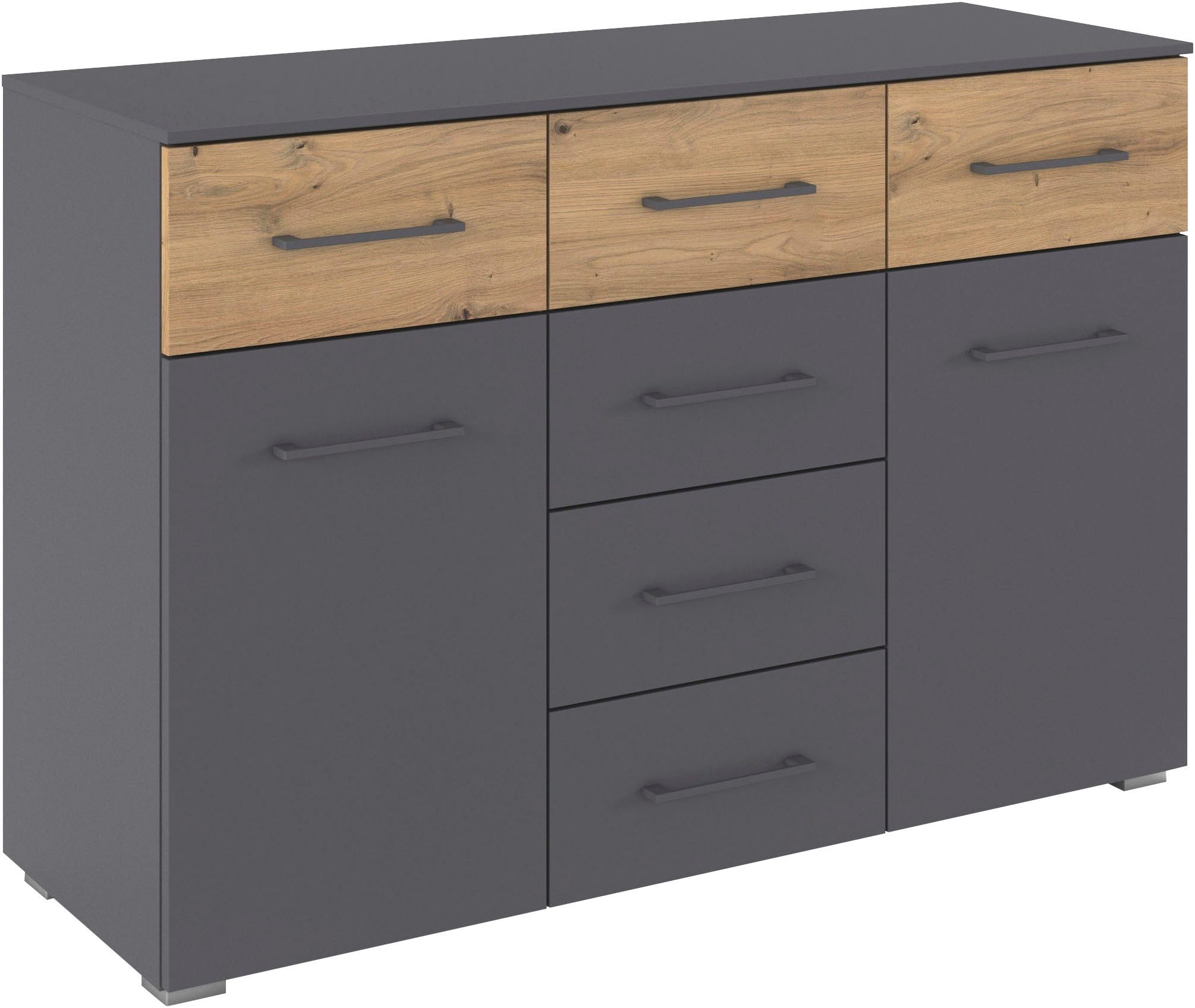 rauch Kombikommode Sideboard Kommode Schubladenkommode Türenkommode BOSTON-EXTRA (B/H/T: 120/81/42 cm), mit 6 geräumigen Schubladen, Einlegeböden verstellbar MADE IN GERMANY
