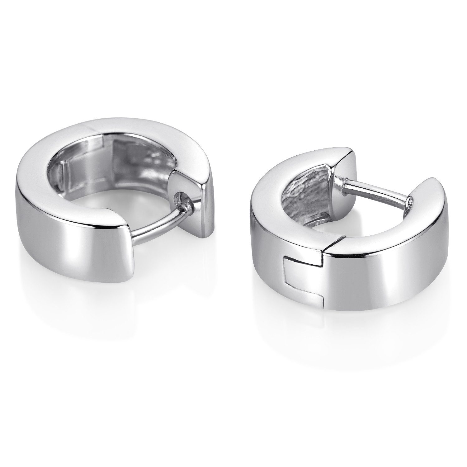 Materia Paar Creolen Damen Silber breit Ø13mm SO-459, 925 Sterling Silber, rhodiniert – Bild 4 von 5