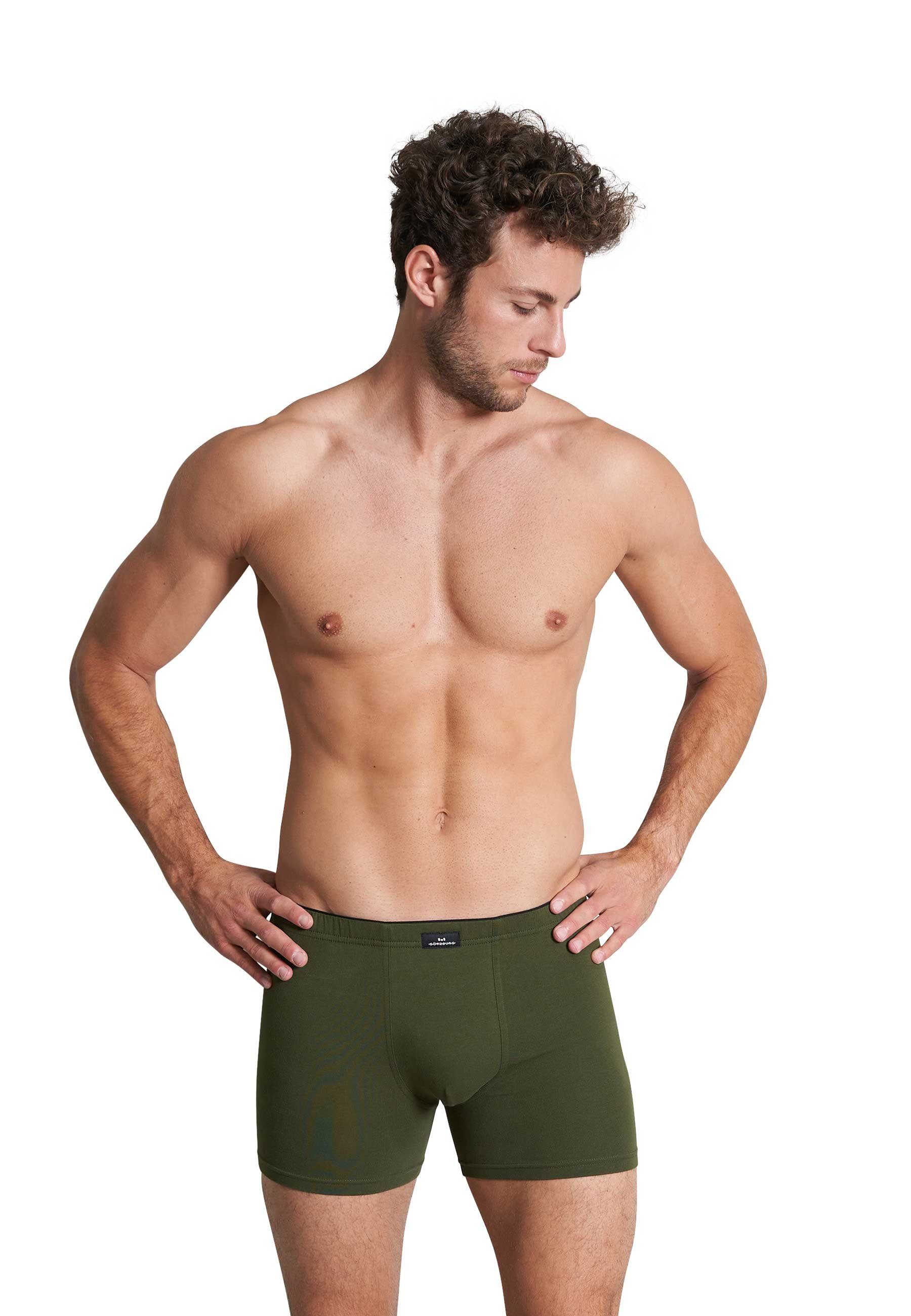 uni Herren Boxershorts GÖTZBURG grün Long-Pants Pack (2-St) grün-dunkel-uni GÖTZBURG 2er