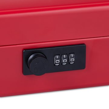 relaxdays Geldkassette Geldkassette mit Zahlenkombination, Rot