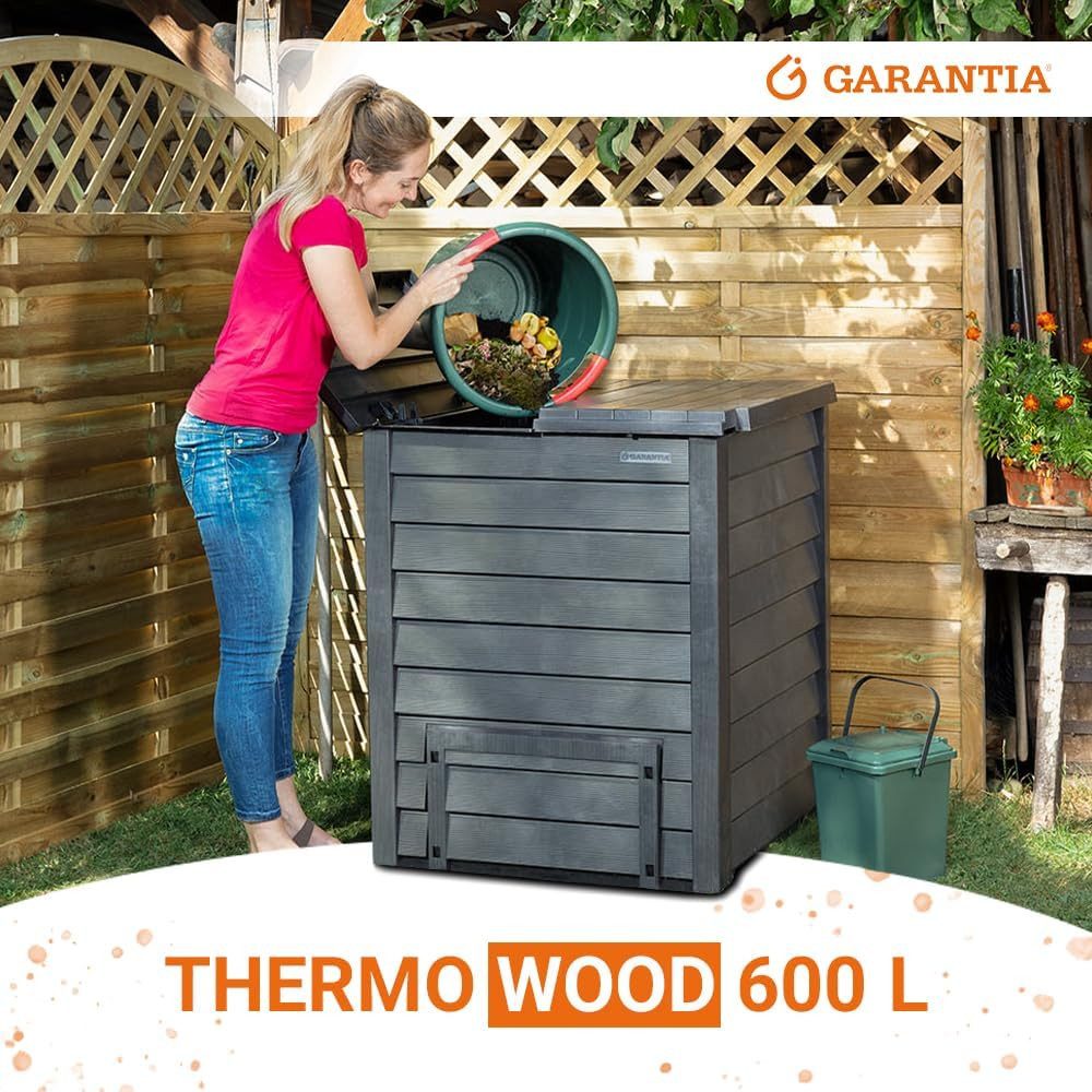 GARANTIA Komposter, (1 St), GARANTIA Thermo-Wood Komposter 600 Liter inkl. Bodengitter anthrazit-b