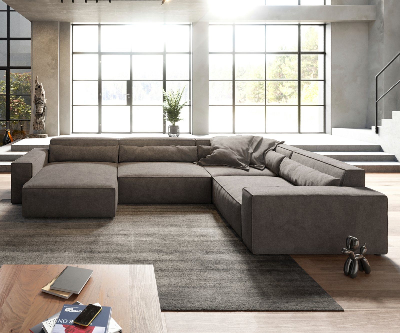 DELIFE Big-Sofa Sirpio, XL Mikrofaser Khakibraun günstig online kaufen