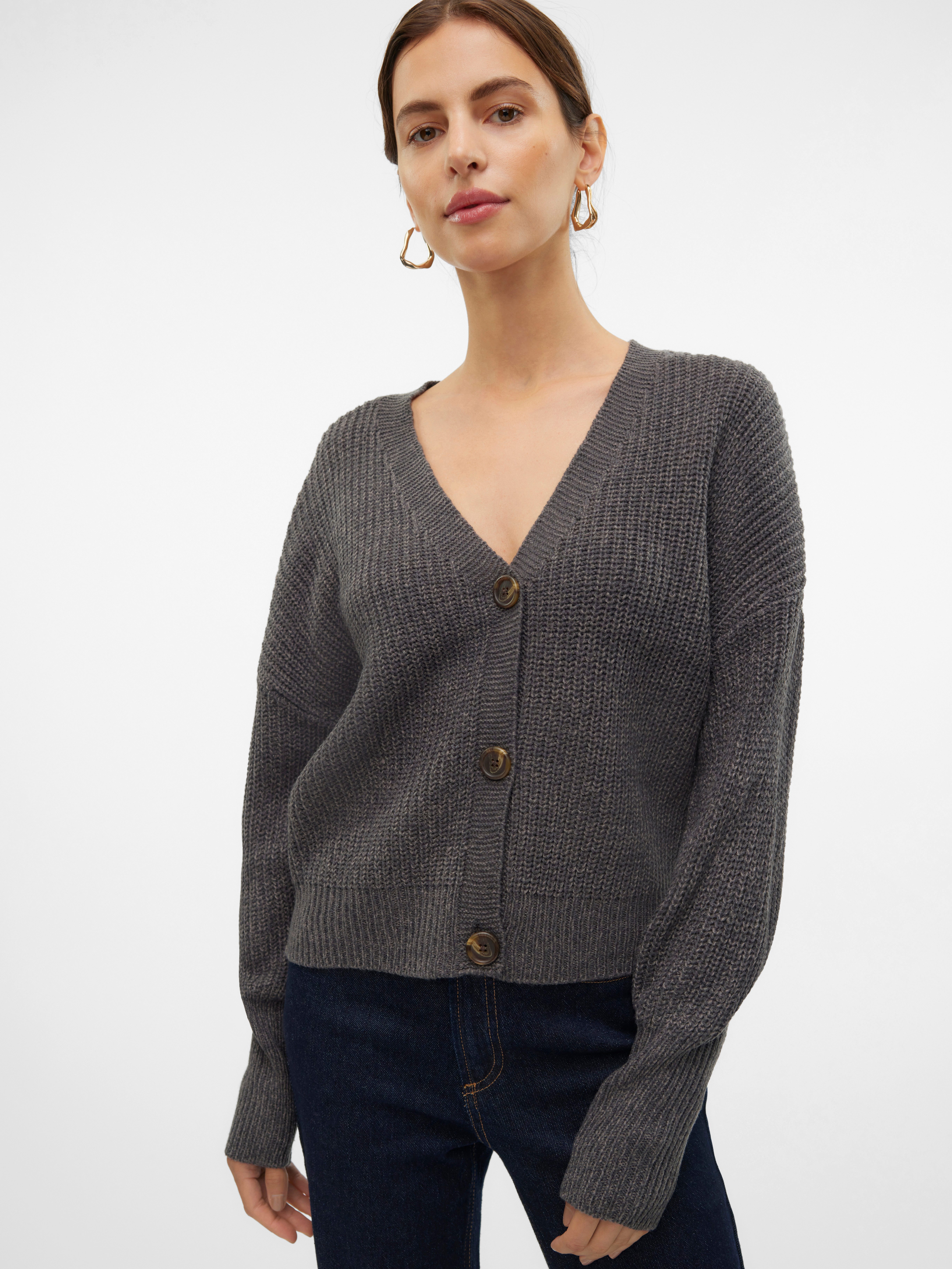 Vero Moda Strickjacke VMLEA LS V-NECK CUFF CARDIGAN NOOS Rippstrick günstig online kaufen